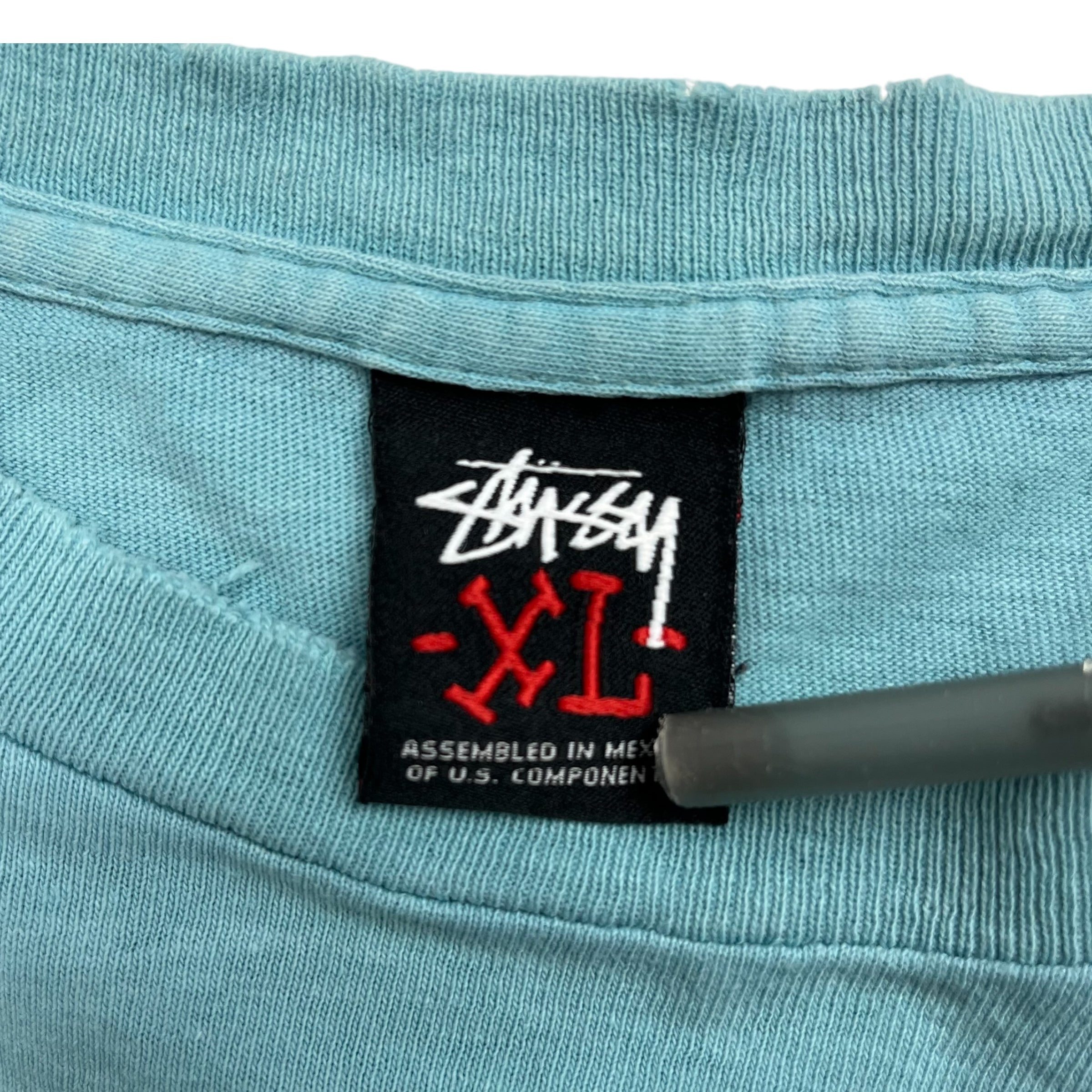 Y2K Stussy Graffiti Logo Tee Light Blue