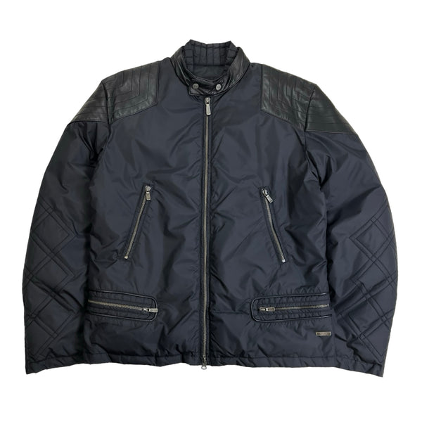 Vintage Versace Quikted Down Leather Inserts Puffer Jacket