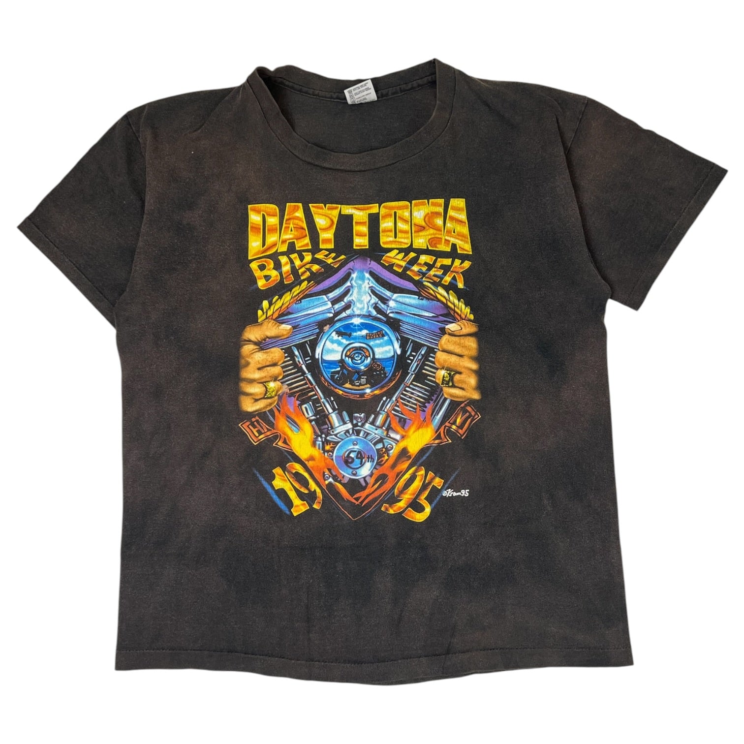 Vintage 1995 Daytona Bike Week T-Shirt Faded Black