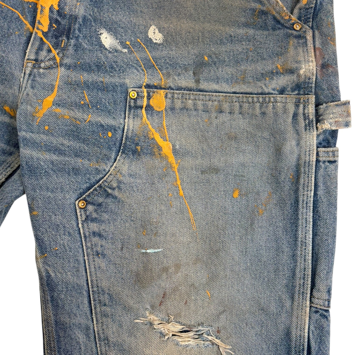 Vintage Carhartt Distressed Double Knee Denim Jeans Medium Wash