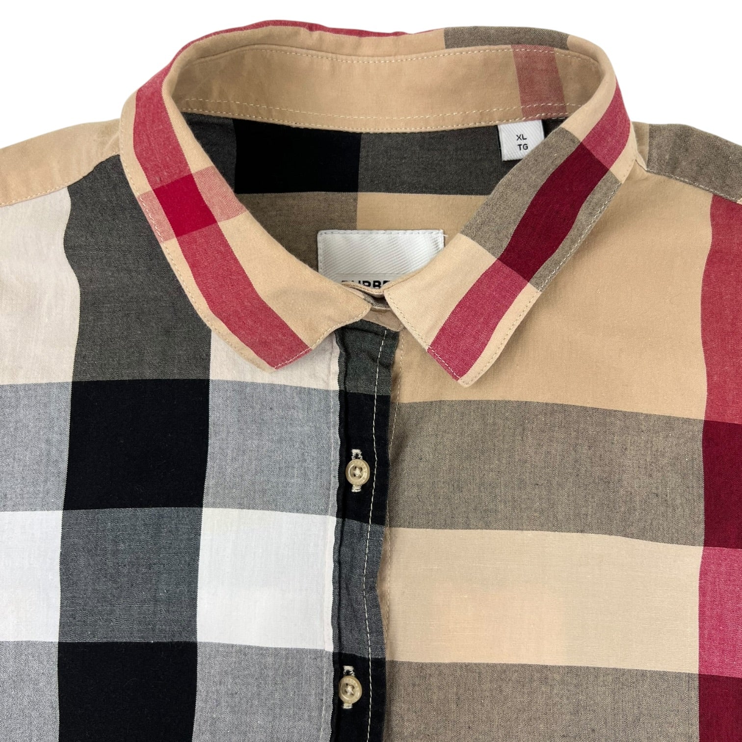 Burberry Check Stretch Cotton Poplin Shirt Archive Beige