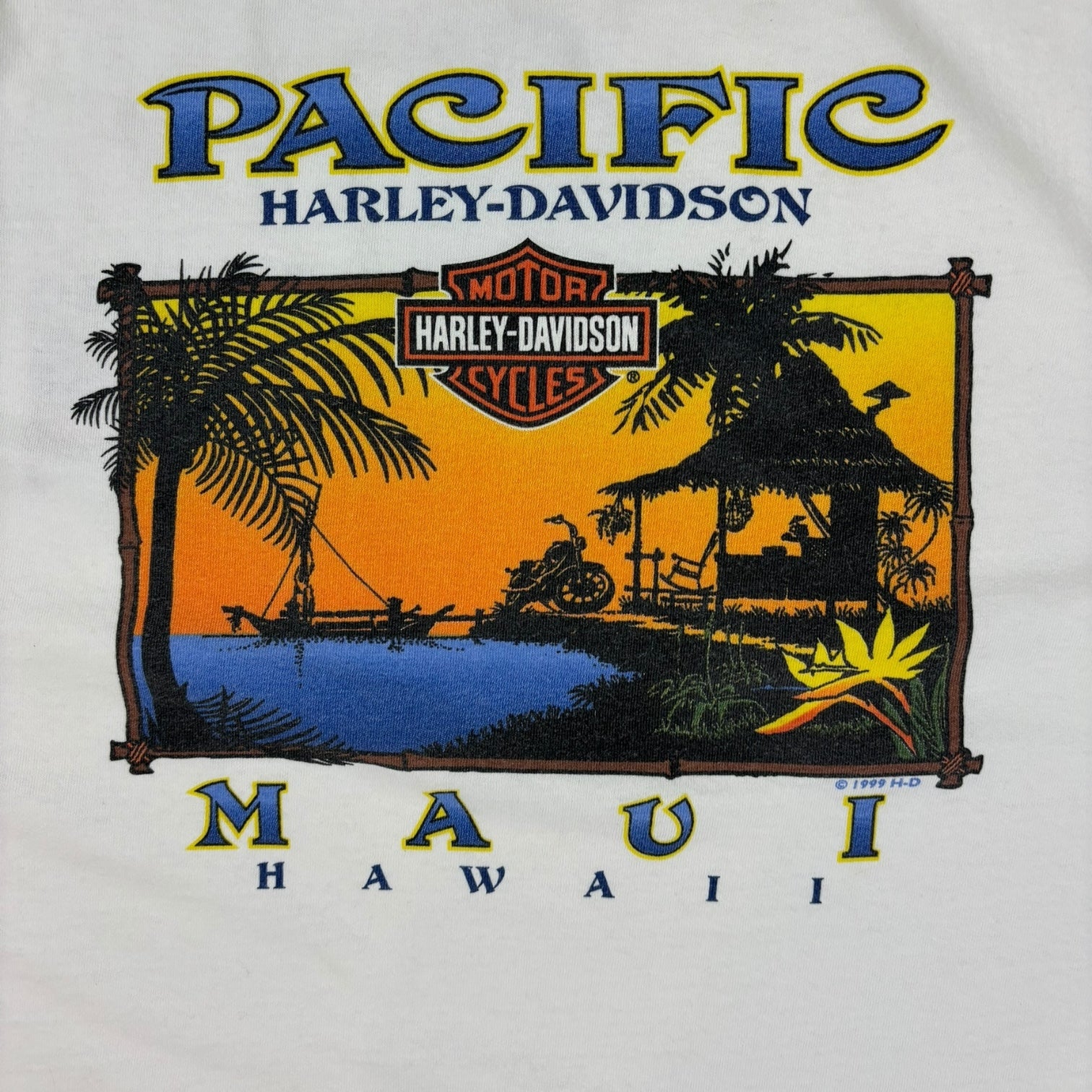 Vintage Pacific Maui Harley Davidson T-Shirt White