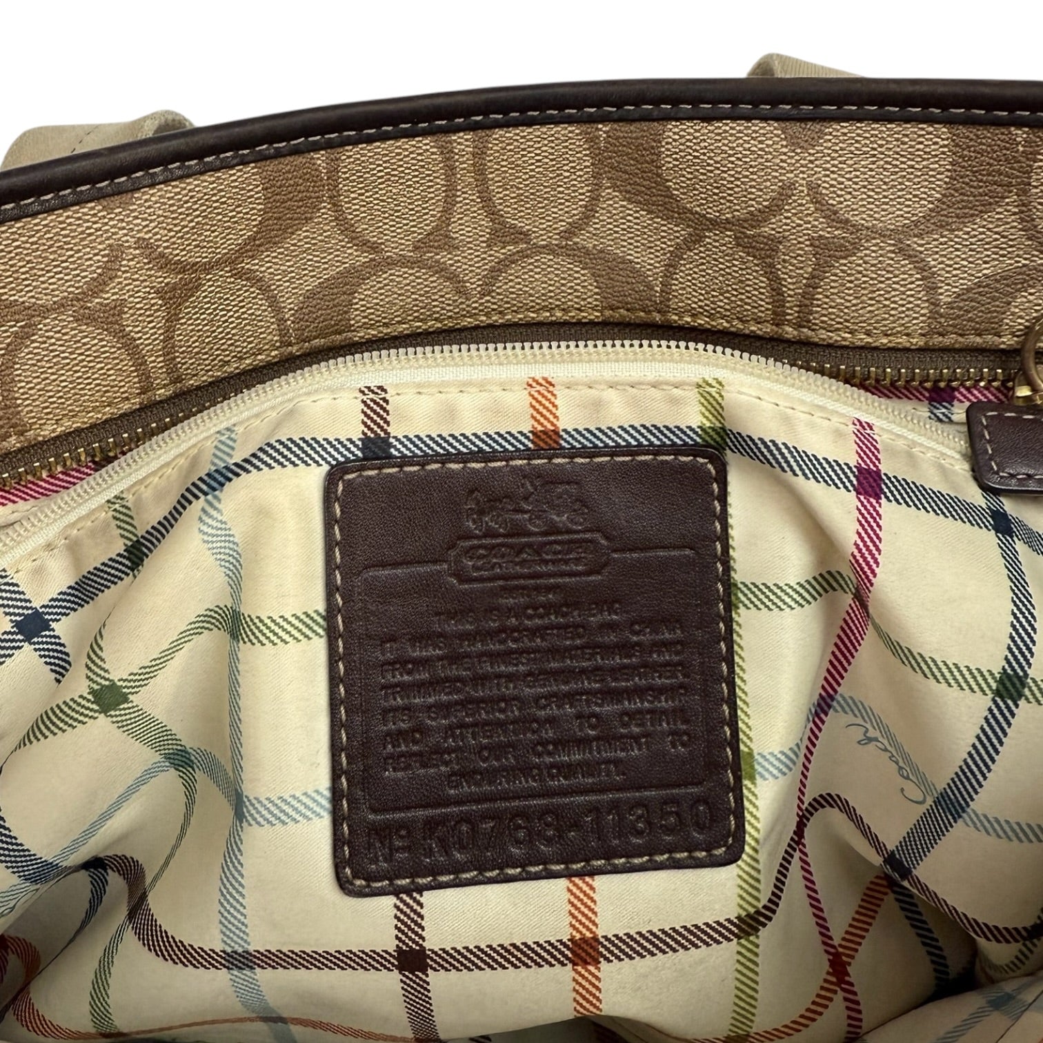 (W) Coach Heritage Stripe Bag Brown