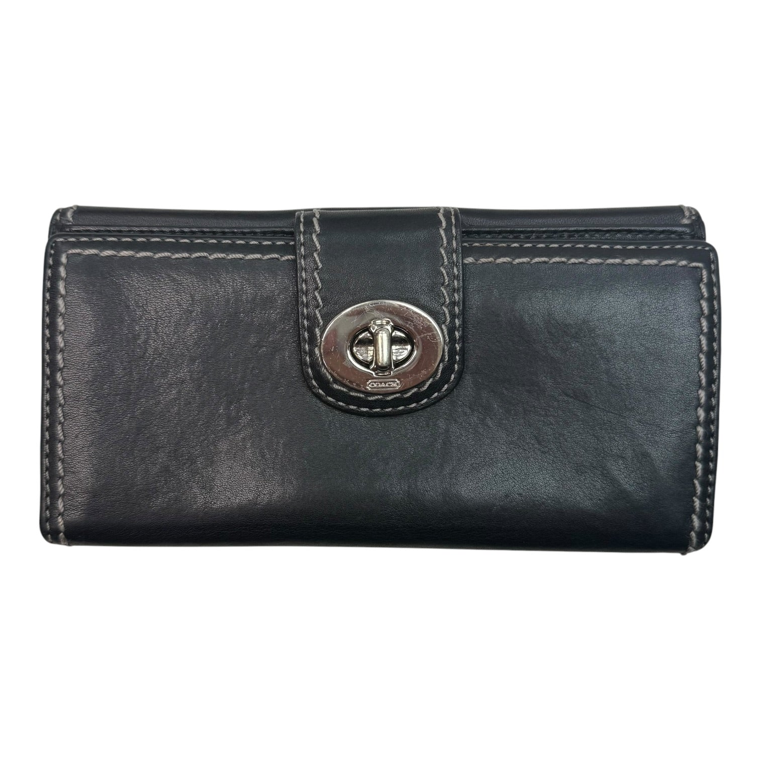 (W) Vintage Coach Hampton Turnlock Wallet Black