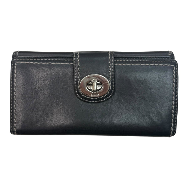 (W) Vintage Coach Hampton Turnlock Wallet Black