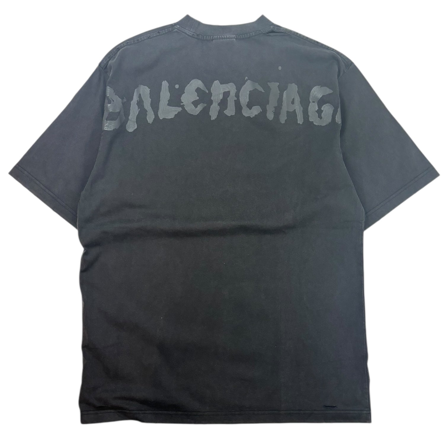 Balenciaga Oversized Painted Logo T-Shirt Black