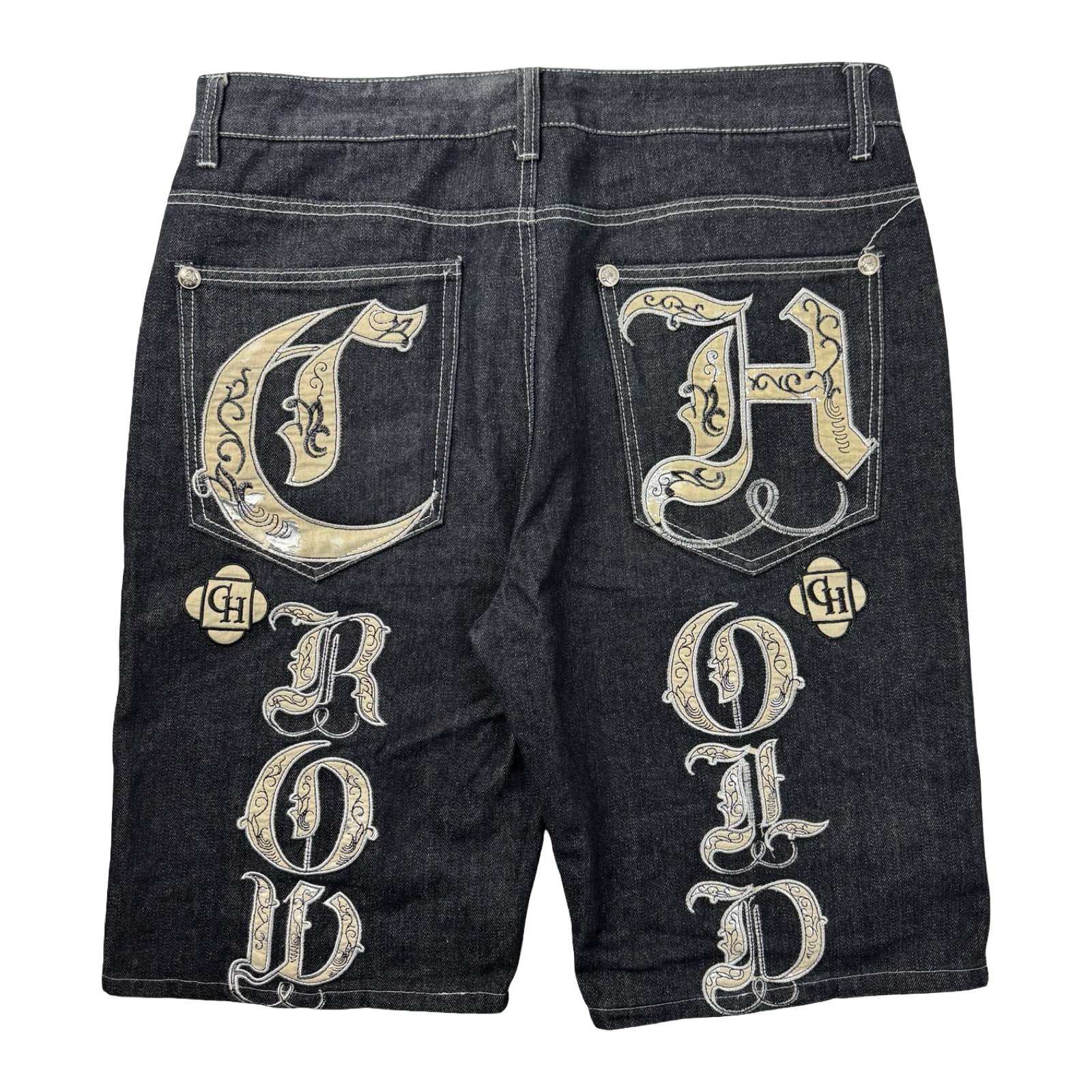 Vintage Y2K Crown Holder Old English Embroidered Jorts