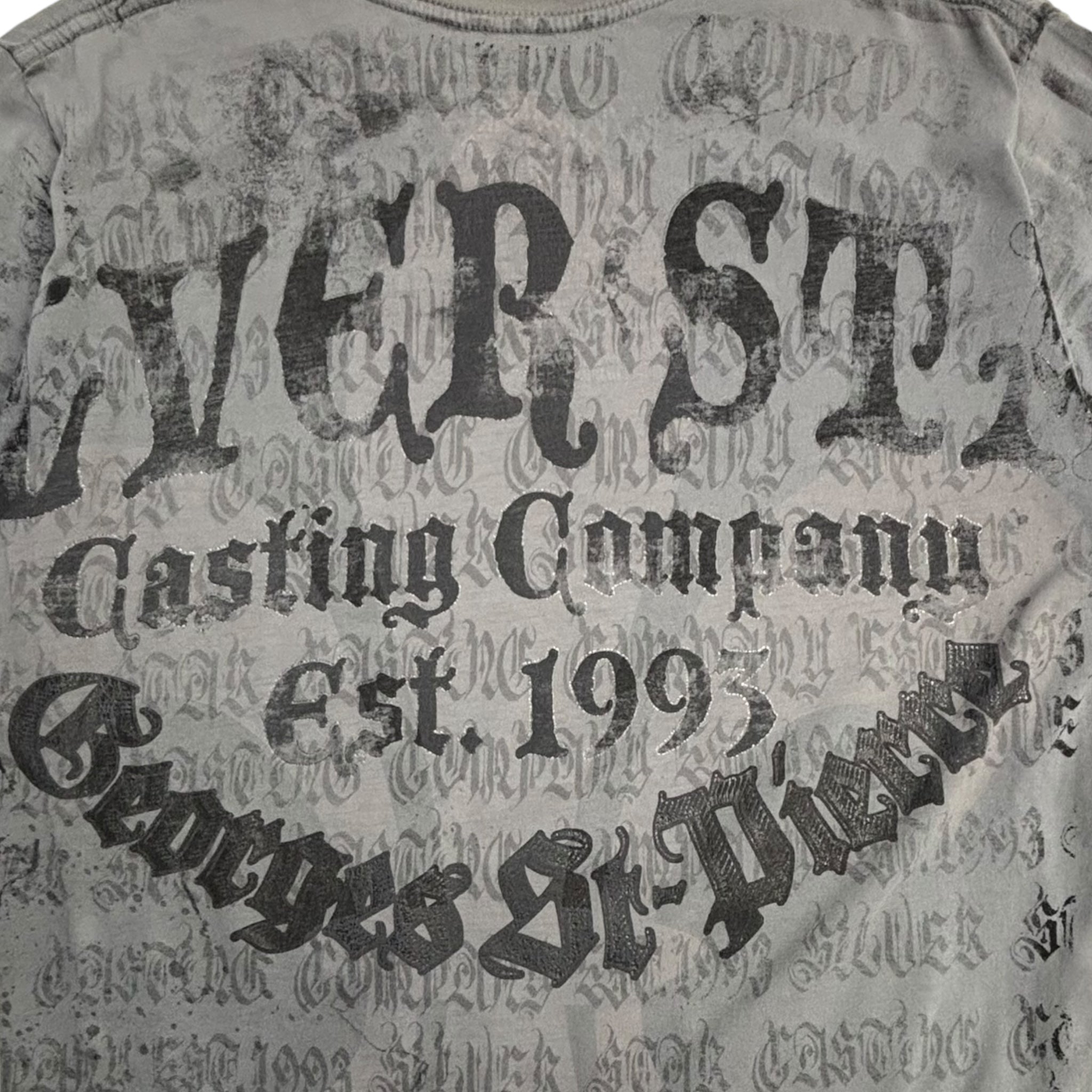 Y2K Silver Star Cyber Mall Goth T-Shirt Grey