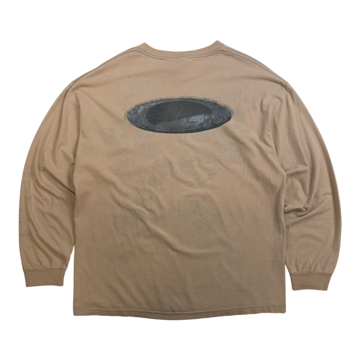 Vintage Oakley Big Logo Metal Icon Long Sleeve Shirt Tan
