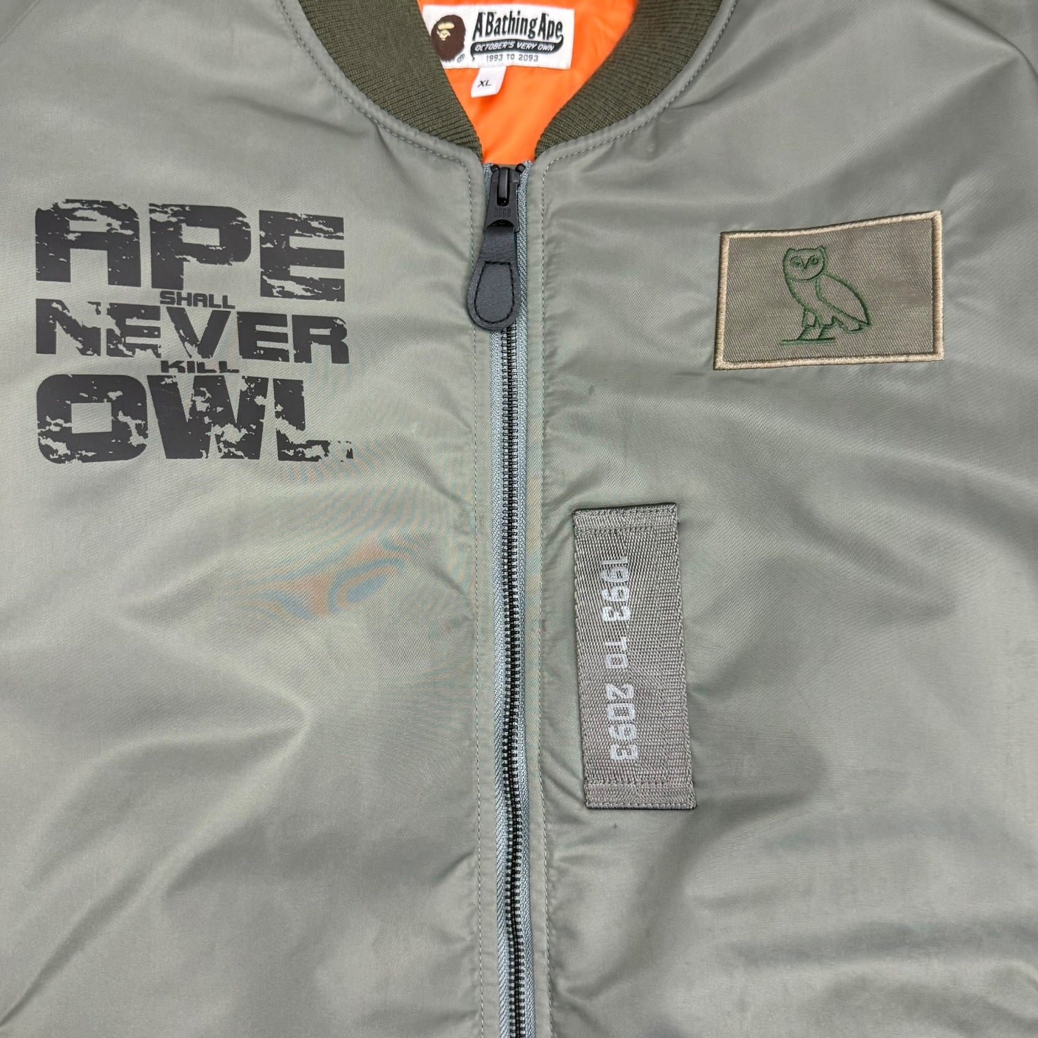 BAPE x OVO Loose Fit MA-1 Jacket Olive Drab