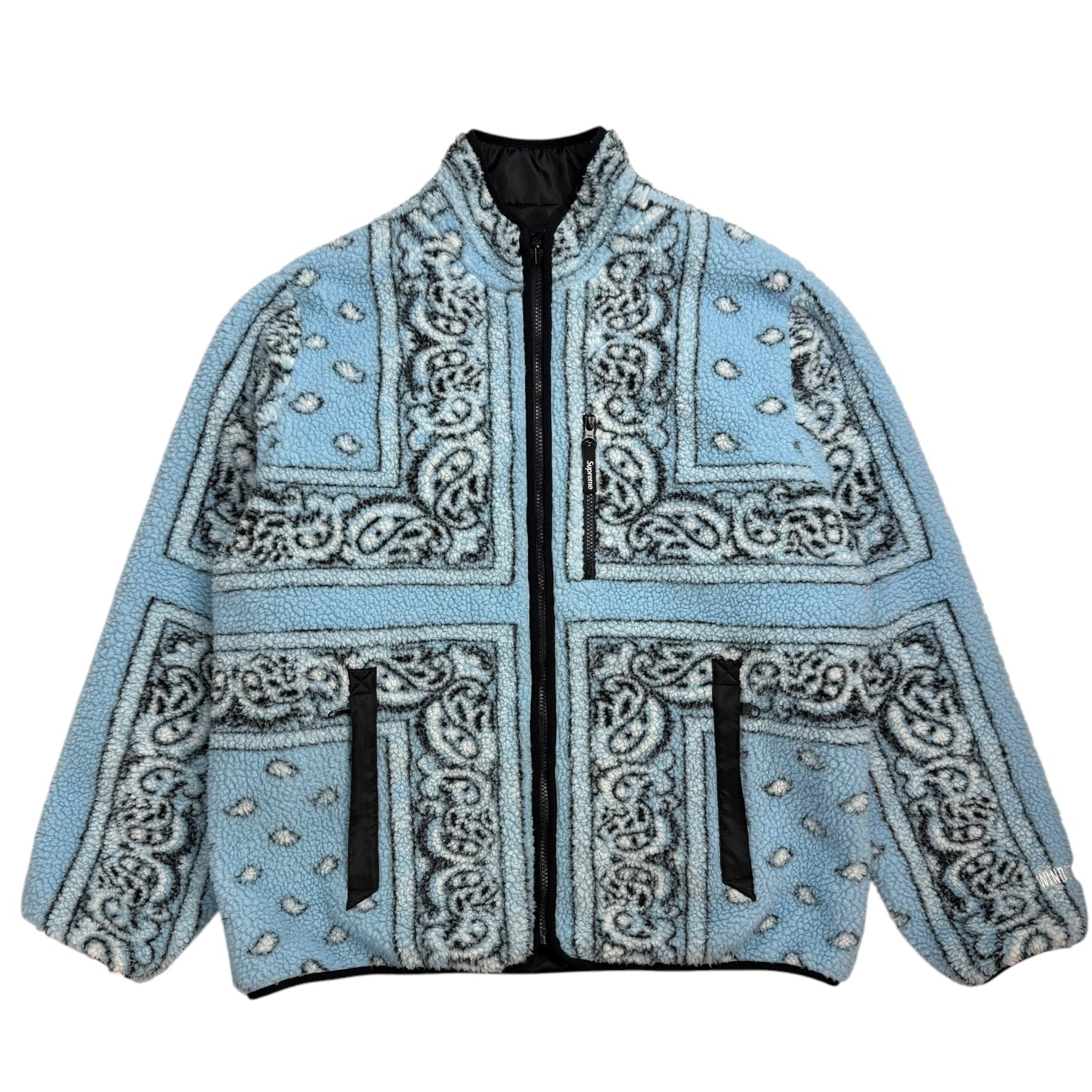 Supreme Reversible Bandana Print Fleece Jacket Light Blue