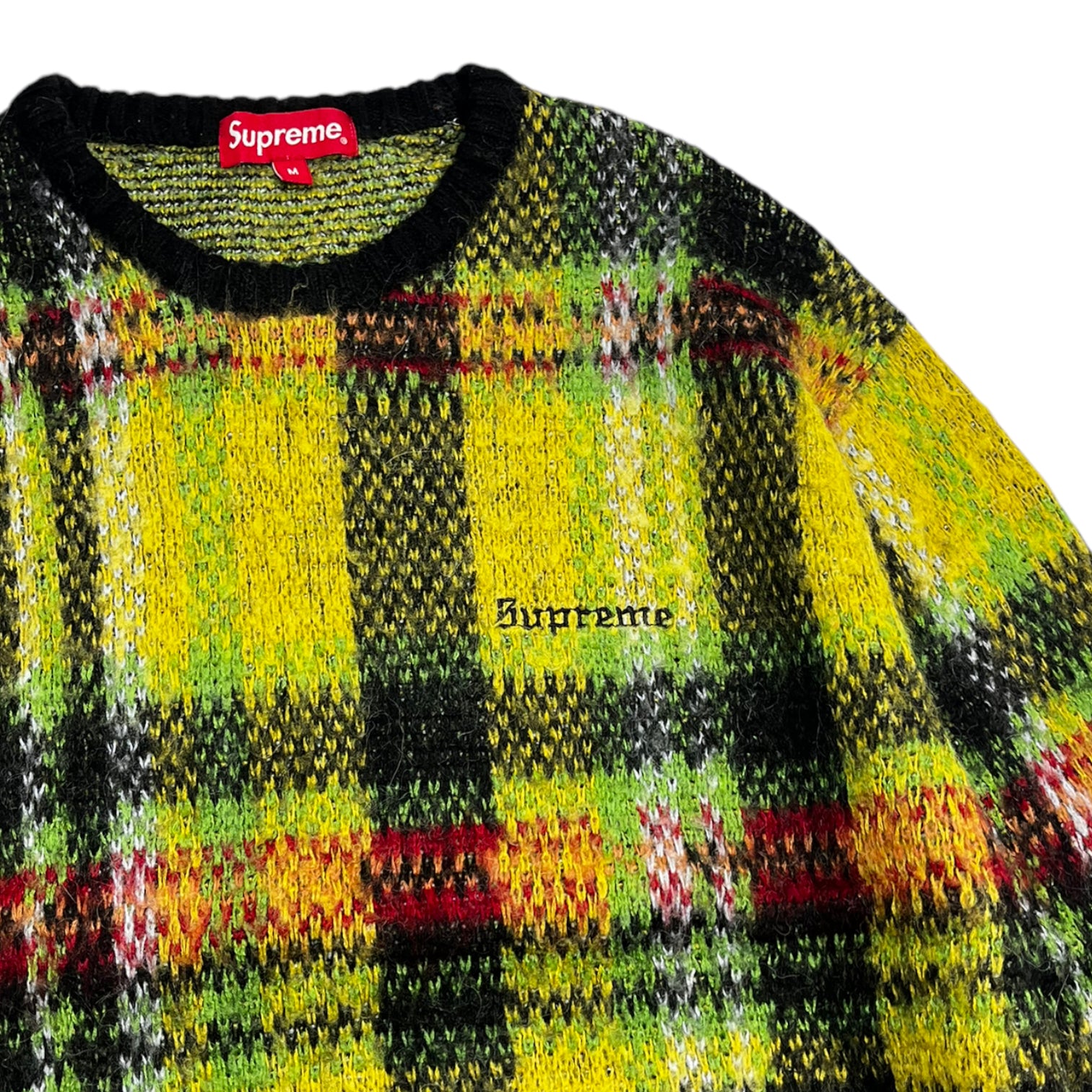 Supreme Brushed Mohair Plaid Knit Sweater