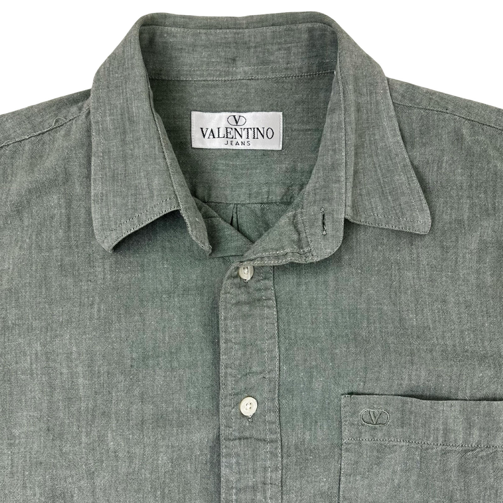 Vintage Valentino Jeans Button Up Shirt Green