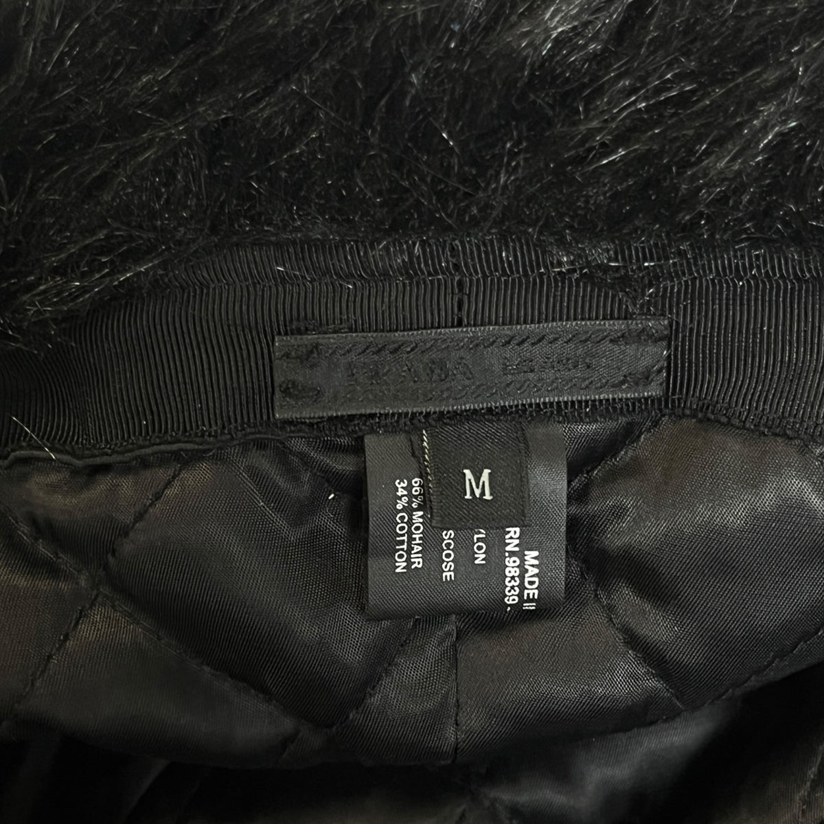Prada Nylon Faux Fur Flap Cap