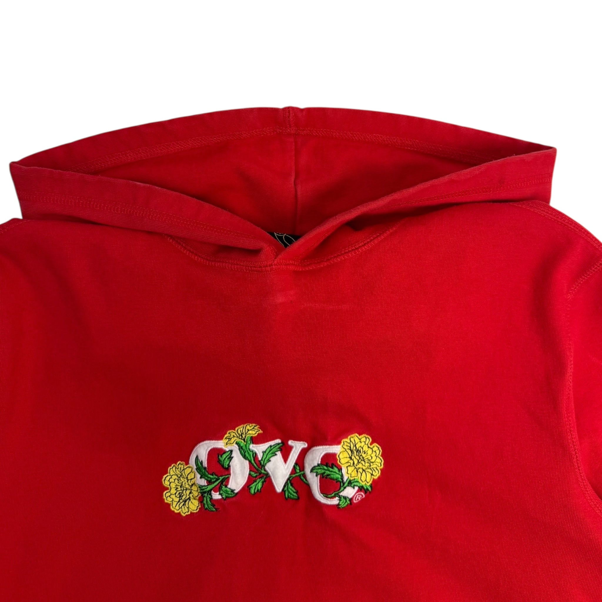 OVO Flower Embroidered Pullover Hoodie Red