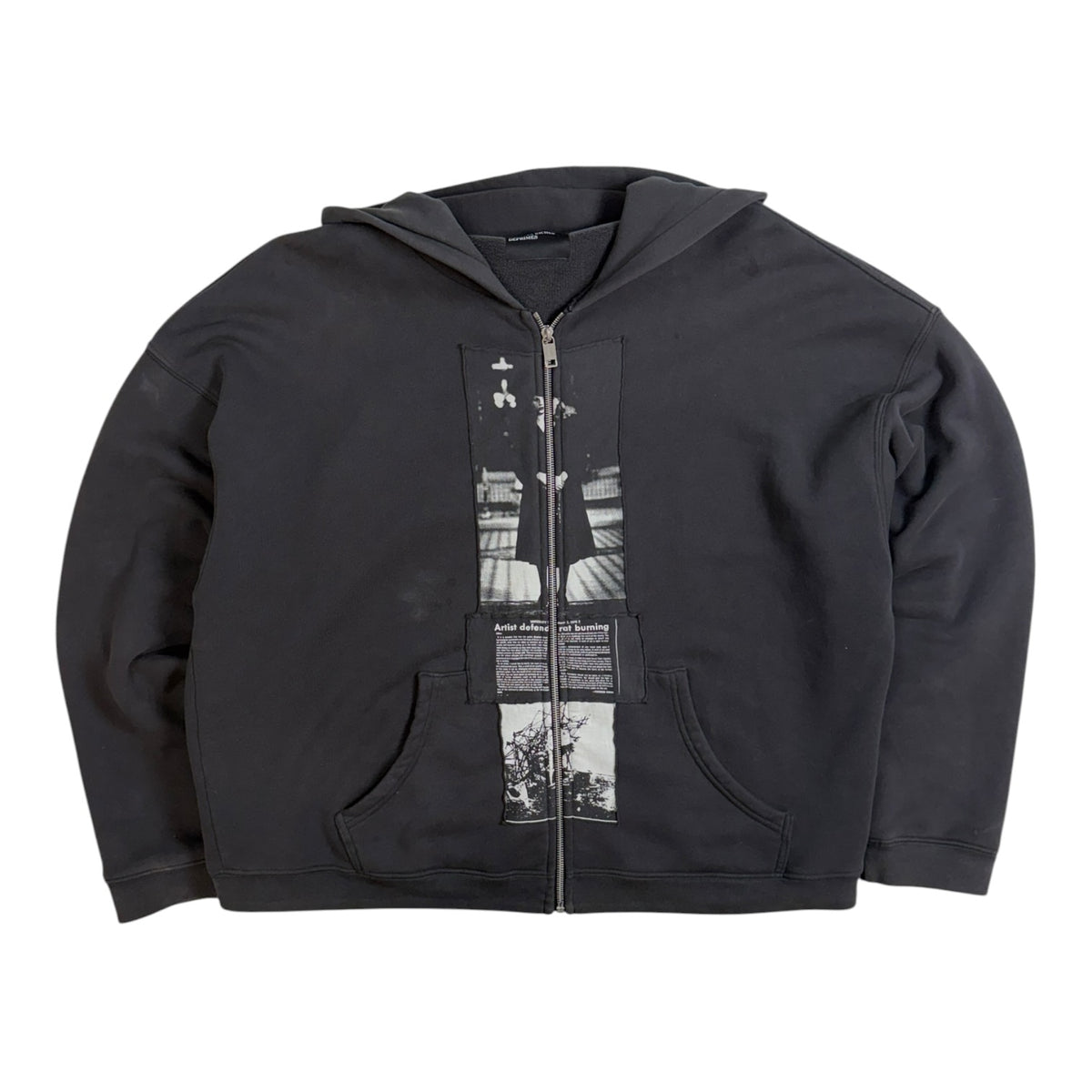 Enfants Riches Déprimés Artist Defends Baggy Assemblage Zip-Up Hoodie Faded Black