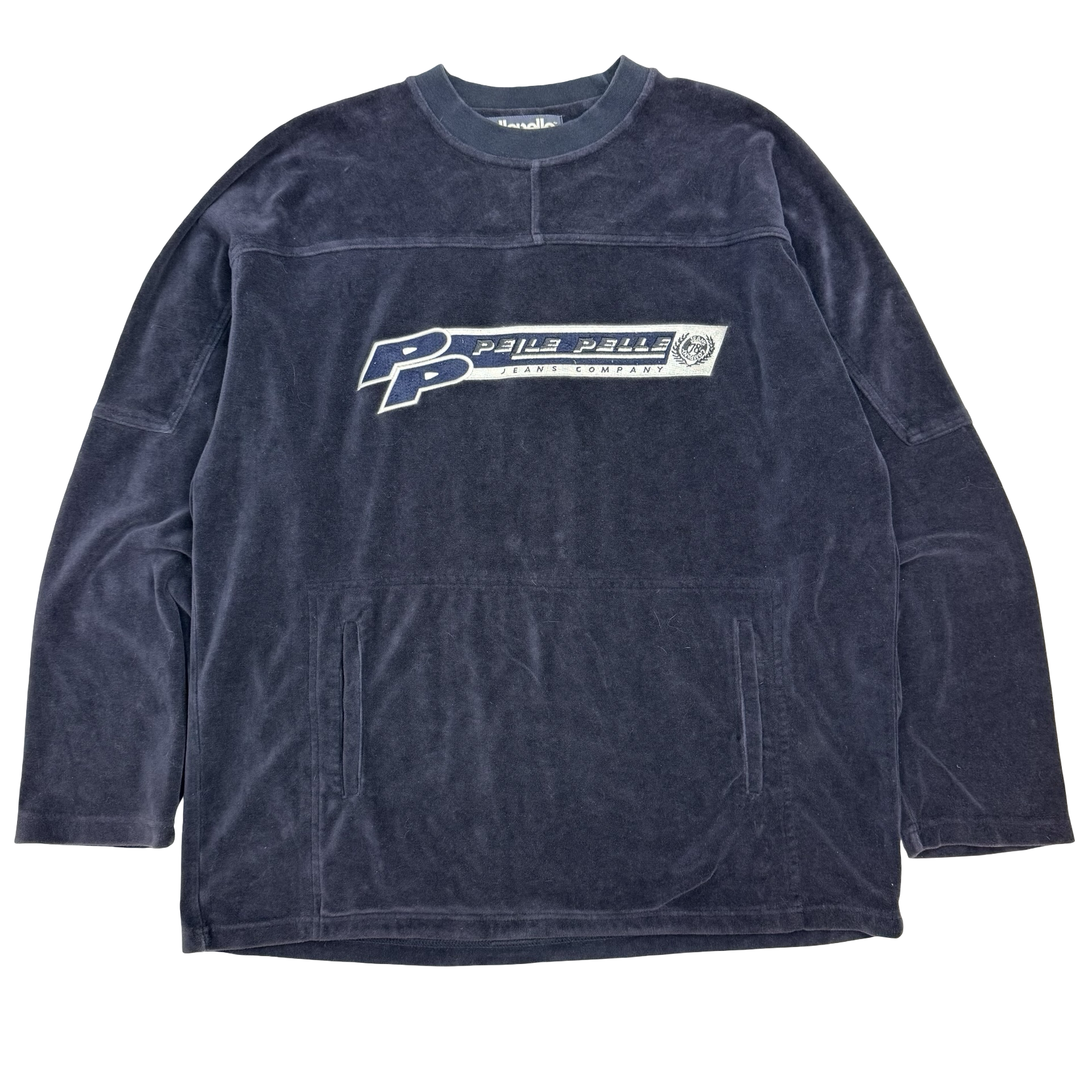 Vintage Pelle Pelle Velour Crewneck Navy Blue