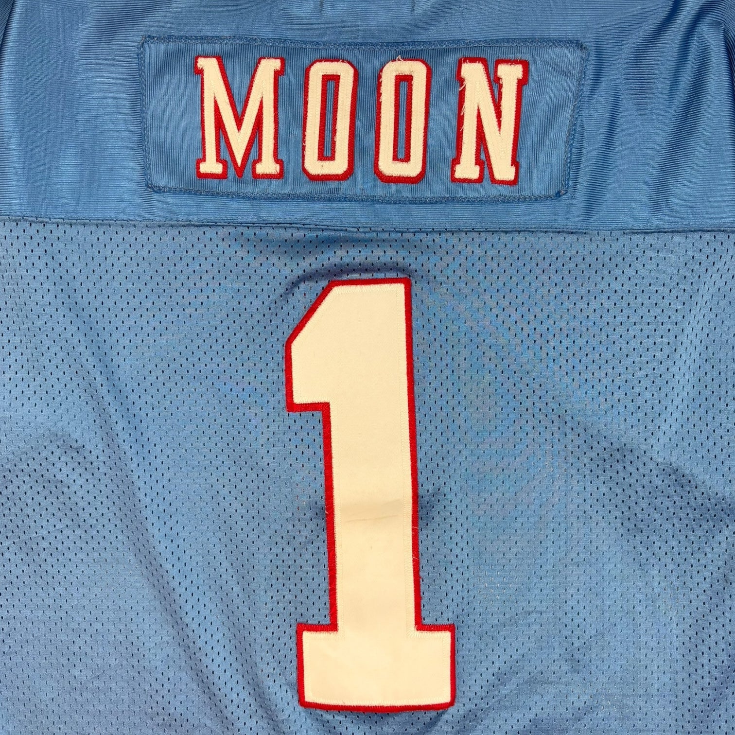 Vintage Mitchell & Ness Houston Oilers Warren Moon Football Jersey Light Blue