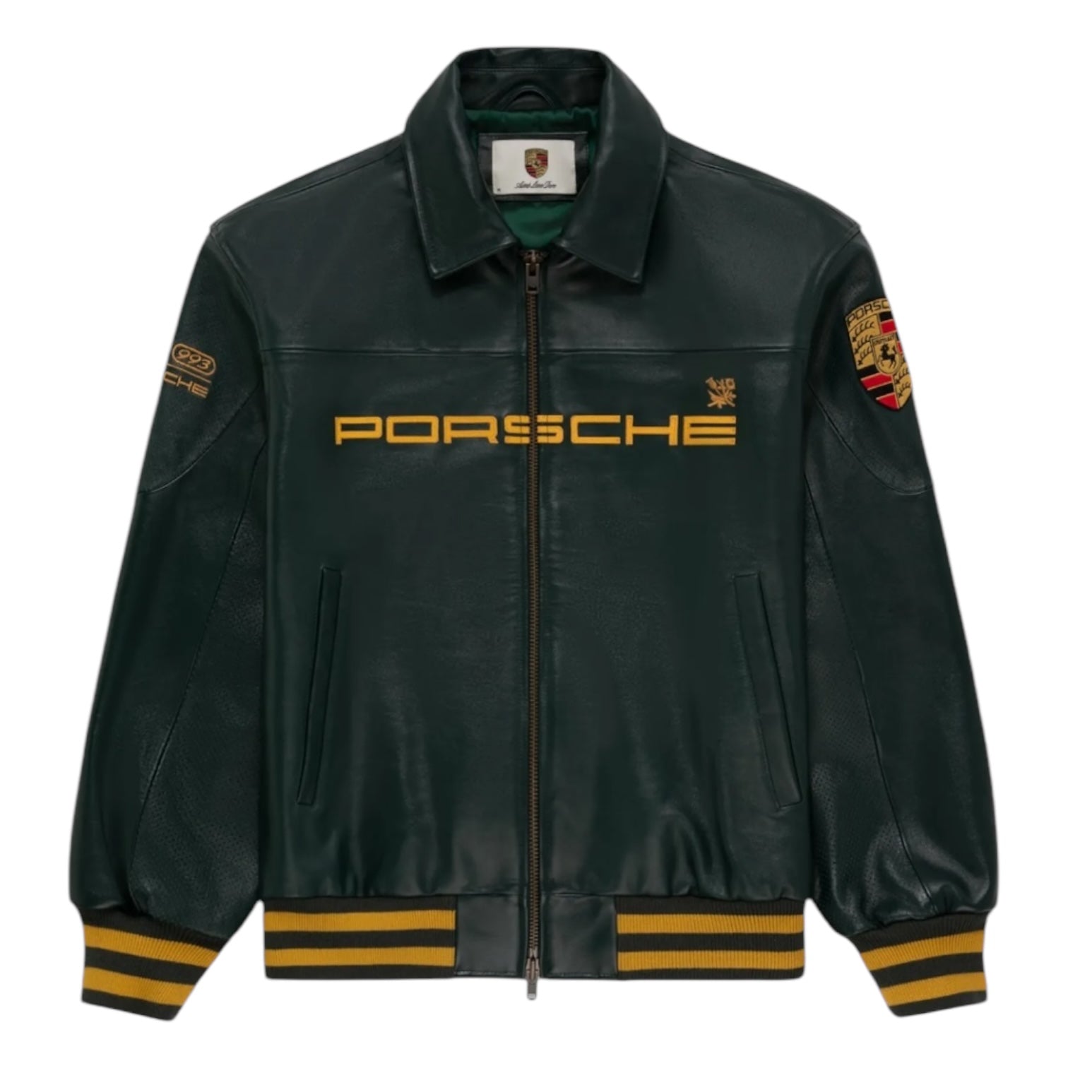 Aimé Leon Dore x Porsche 993 Turbo Leather Club Jacket British Racing Green