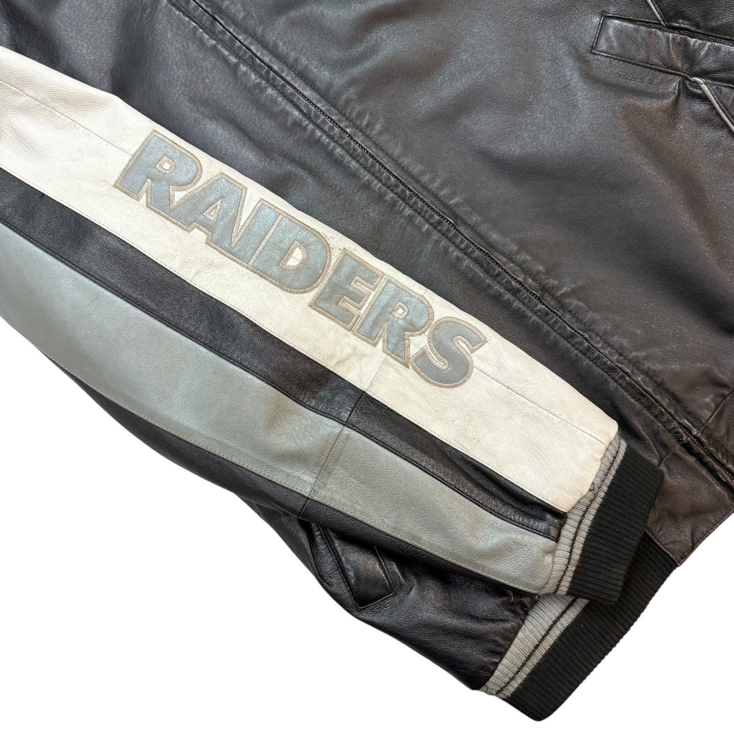 Vintage NFL Oakland Raiders Leather Jacket Black/White
