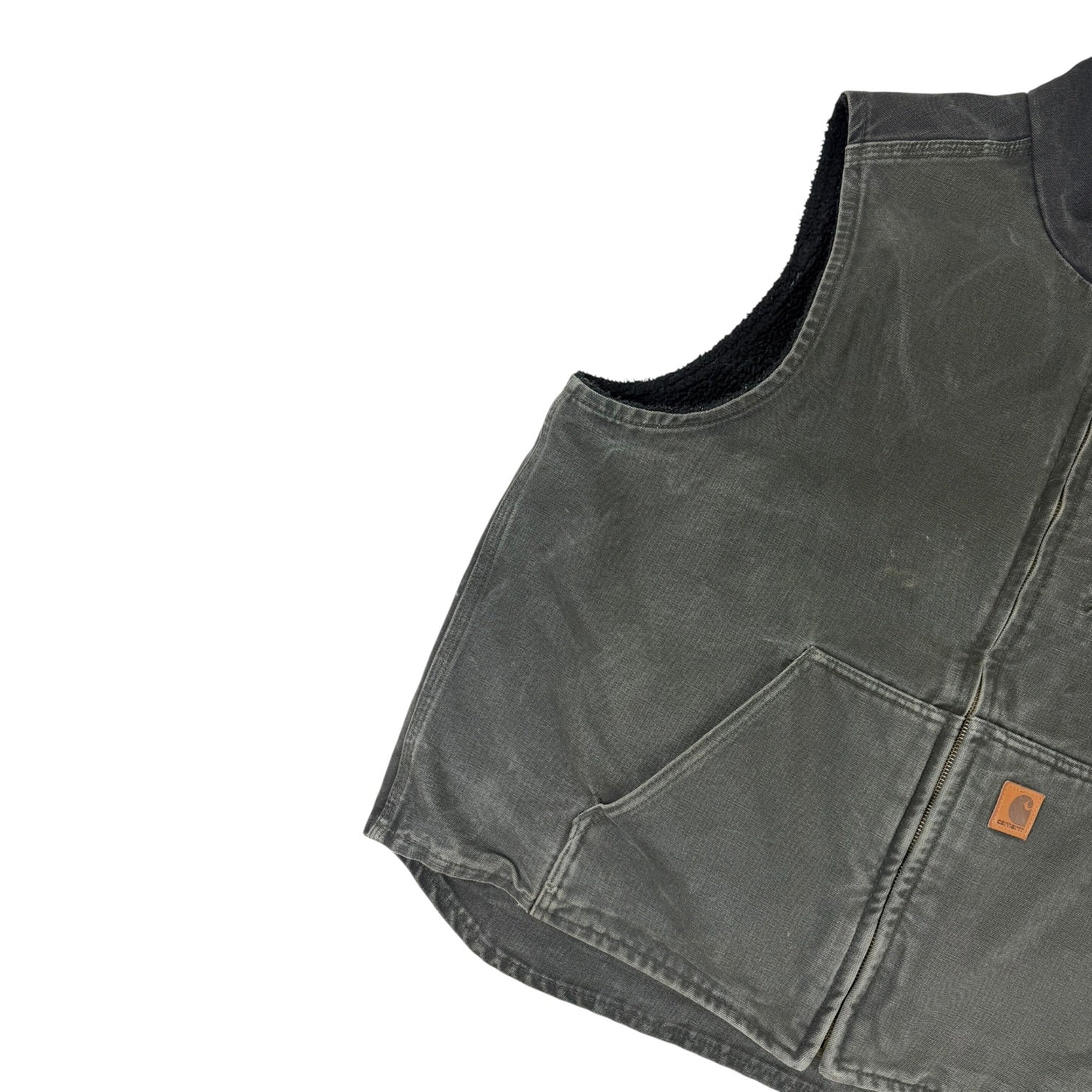 Vintage Carhartt Workwear Sherpa Lined Vest Olive