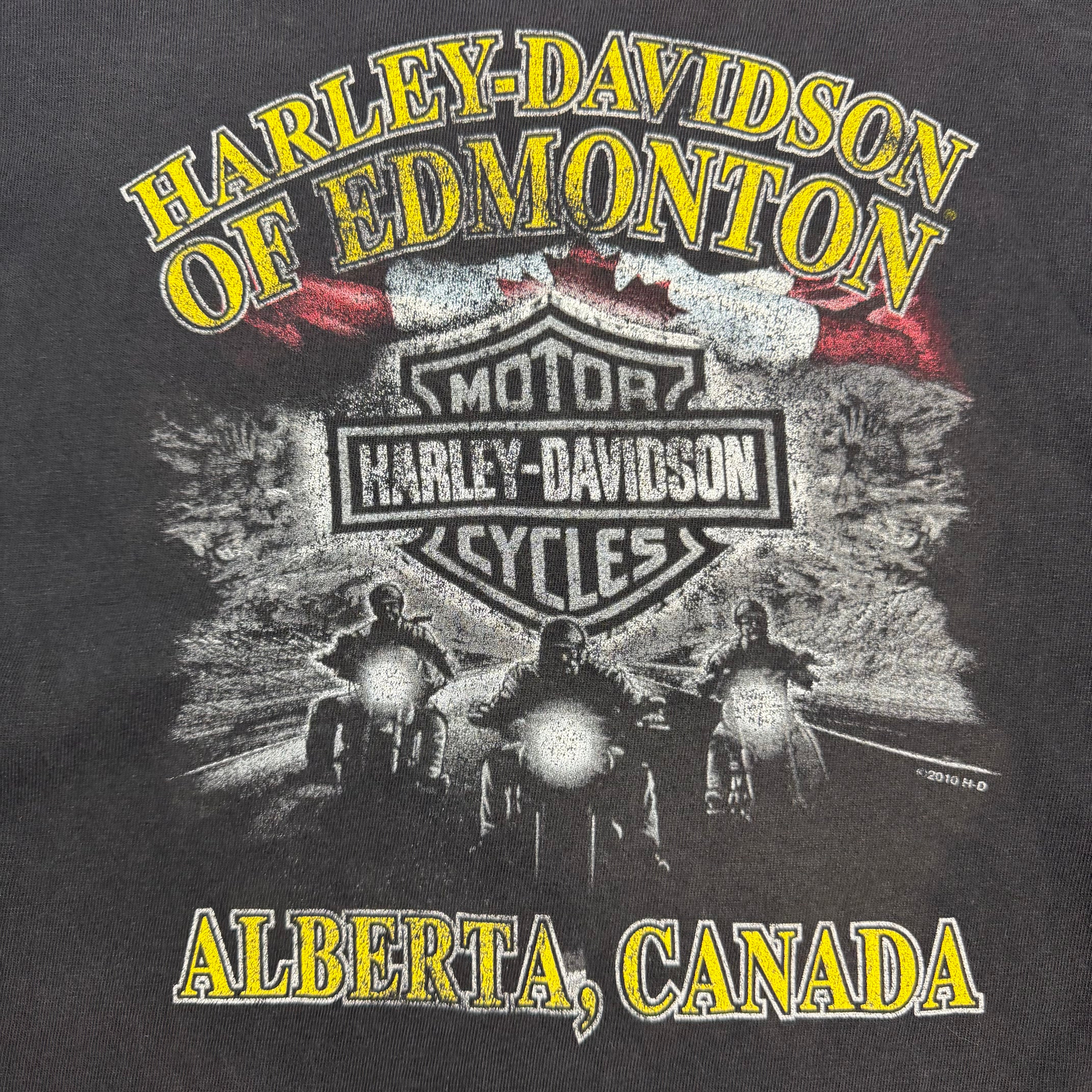 Vintage Harley Davidson Edmonton Flame Skull Longsleeve Black