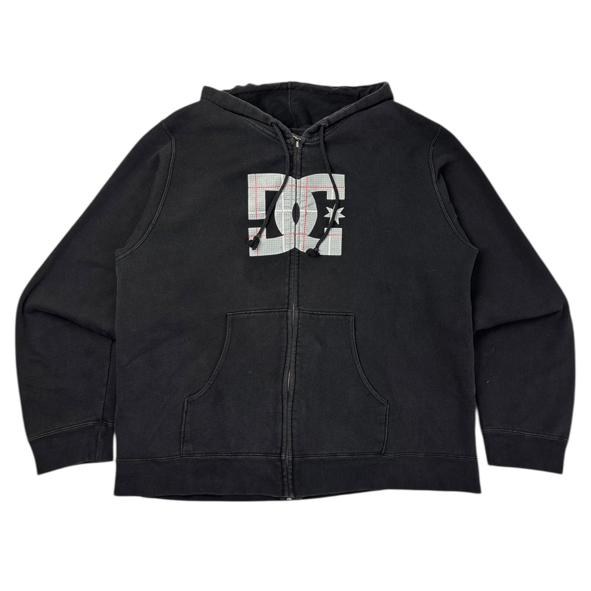 Vintage Y2K DC Shoes Plaid Logo Zip Hoodie