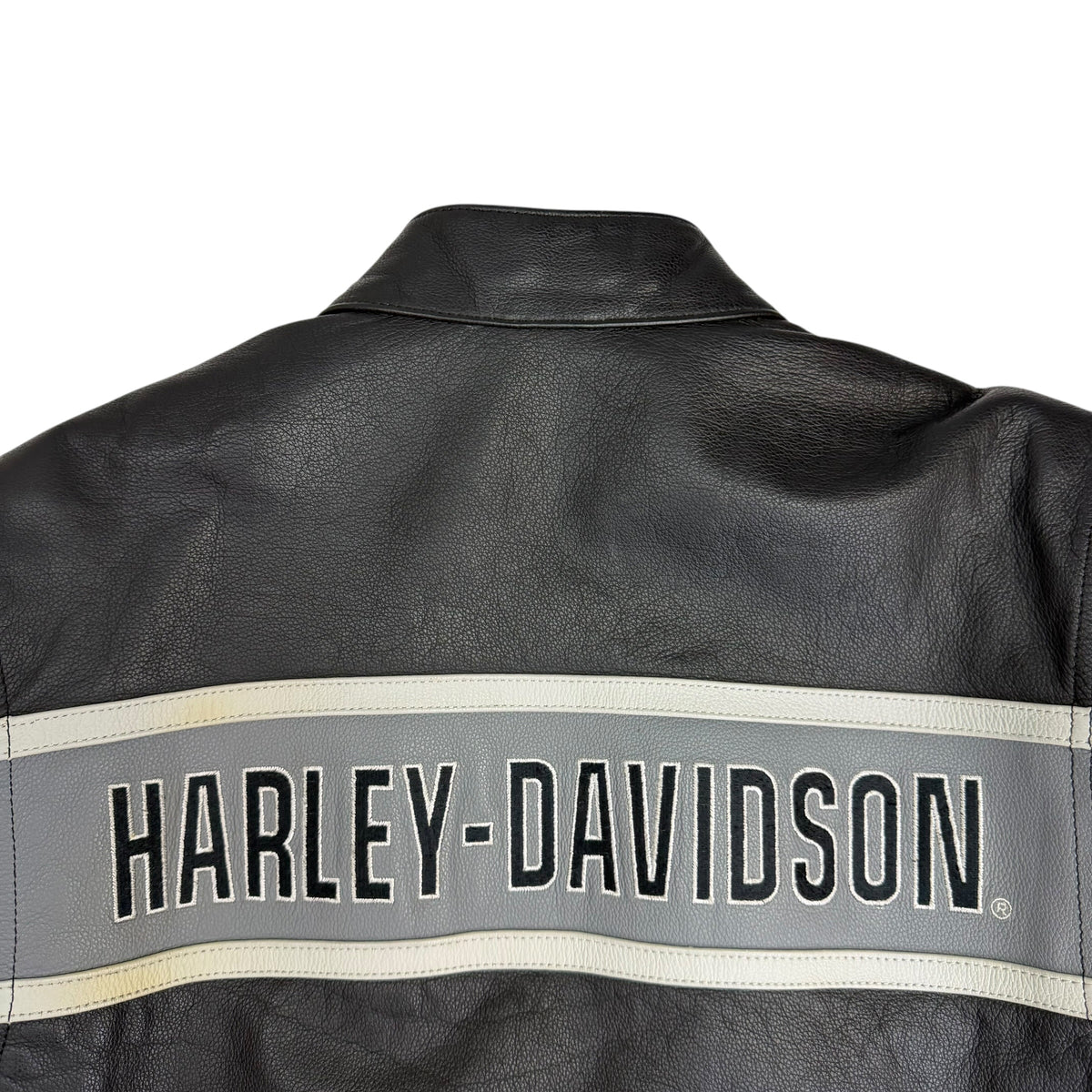 Vintage Harley Davidson Leather Racing Jacket Black/Grey