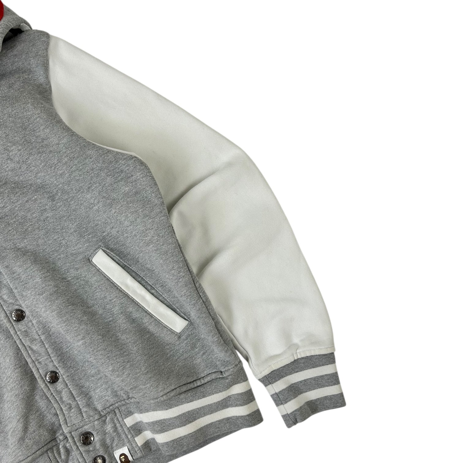 Bape Shark Sweat Varsity Hoodie Jacket Grey/White