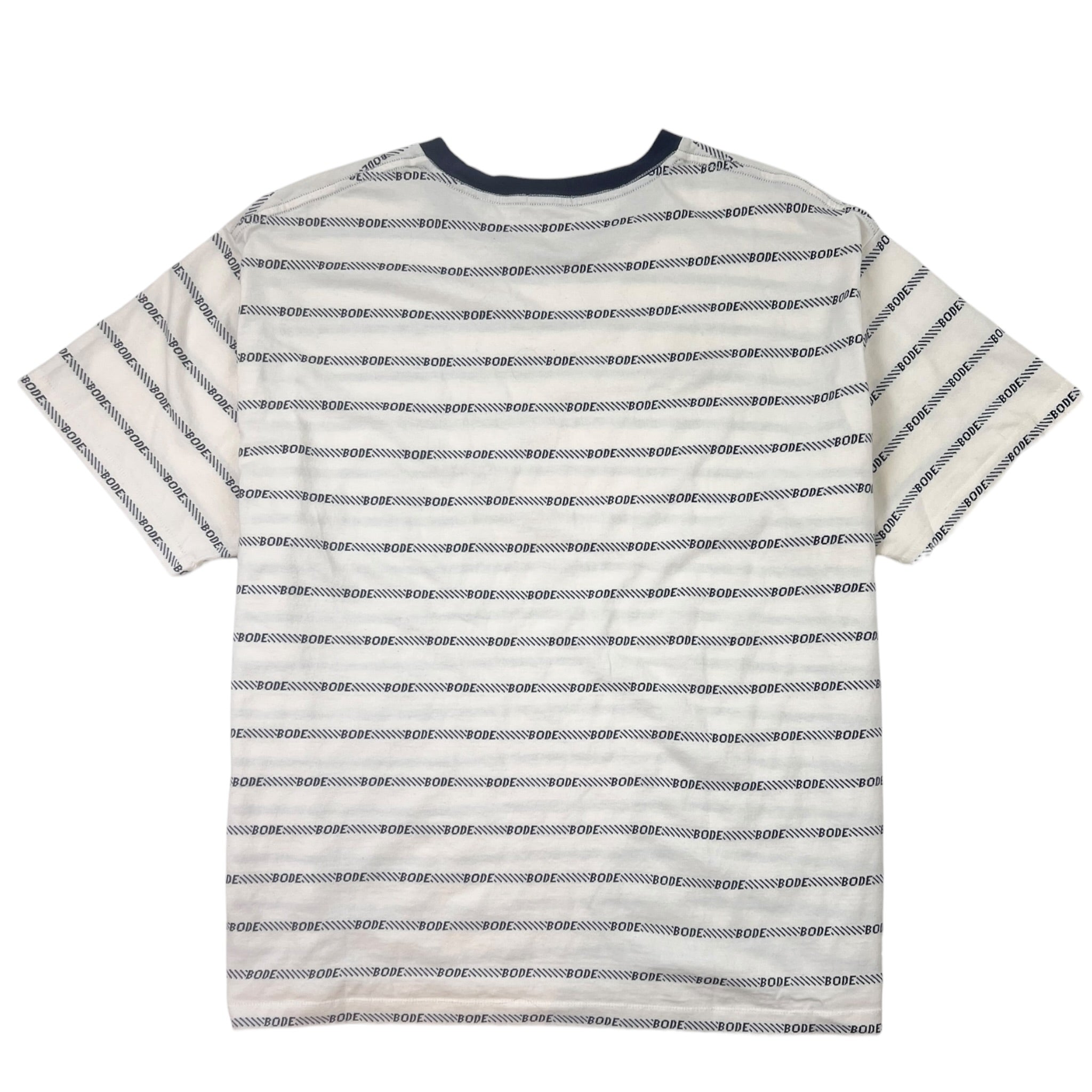 BODE Rec Jacquard Stripe Cotton Logo T-Shirt White