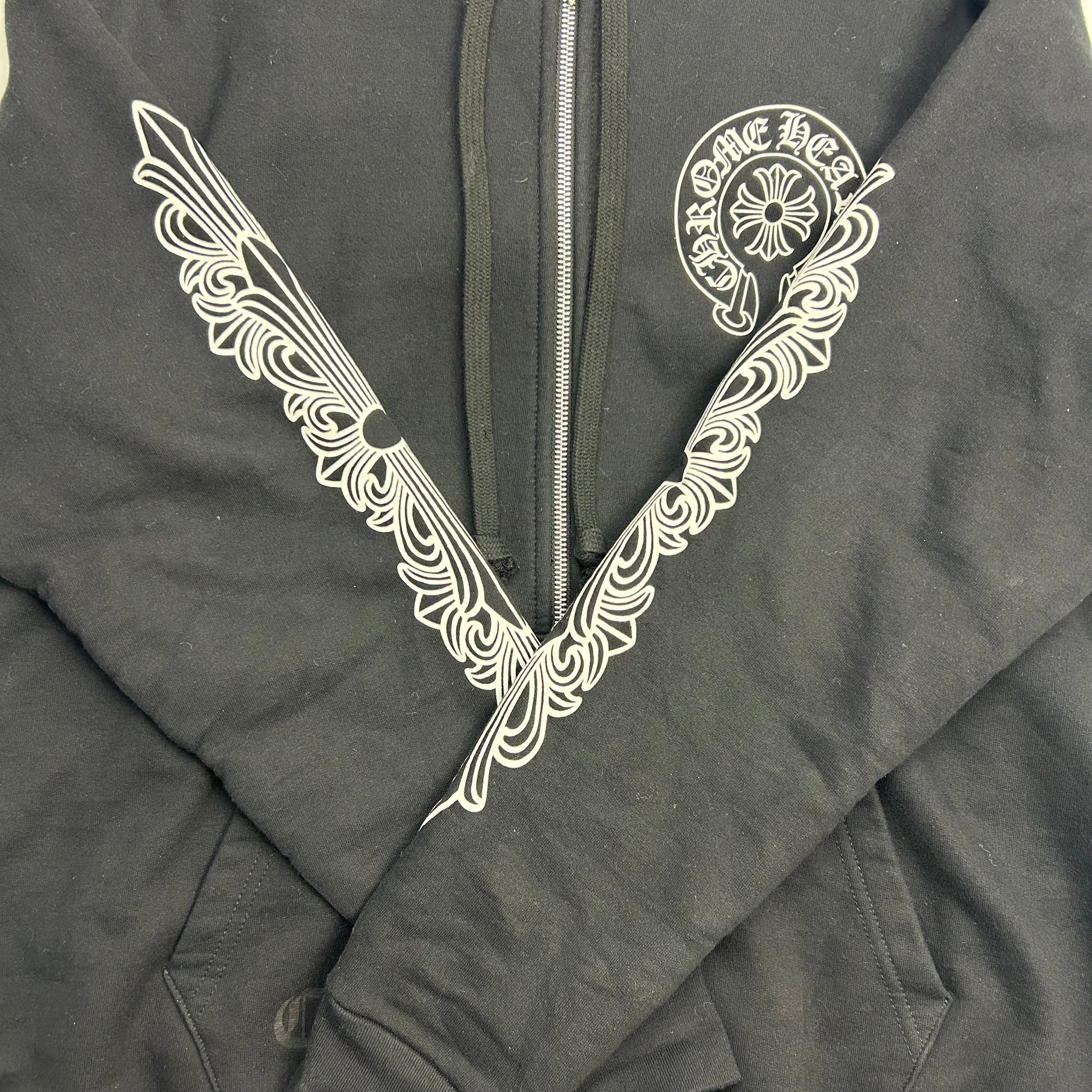 Chrome Hearts Horseshoe Floral Zip-Up Hoodie Black