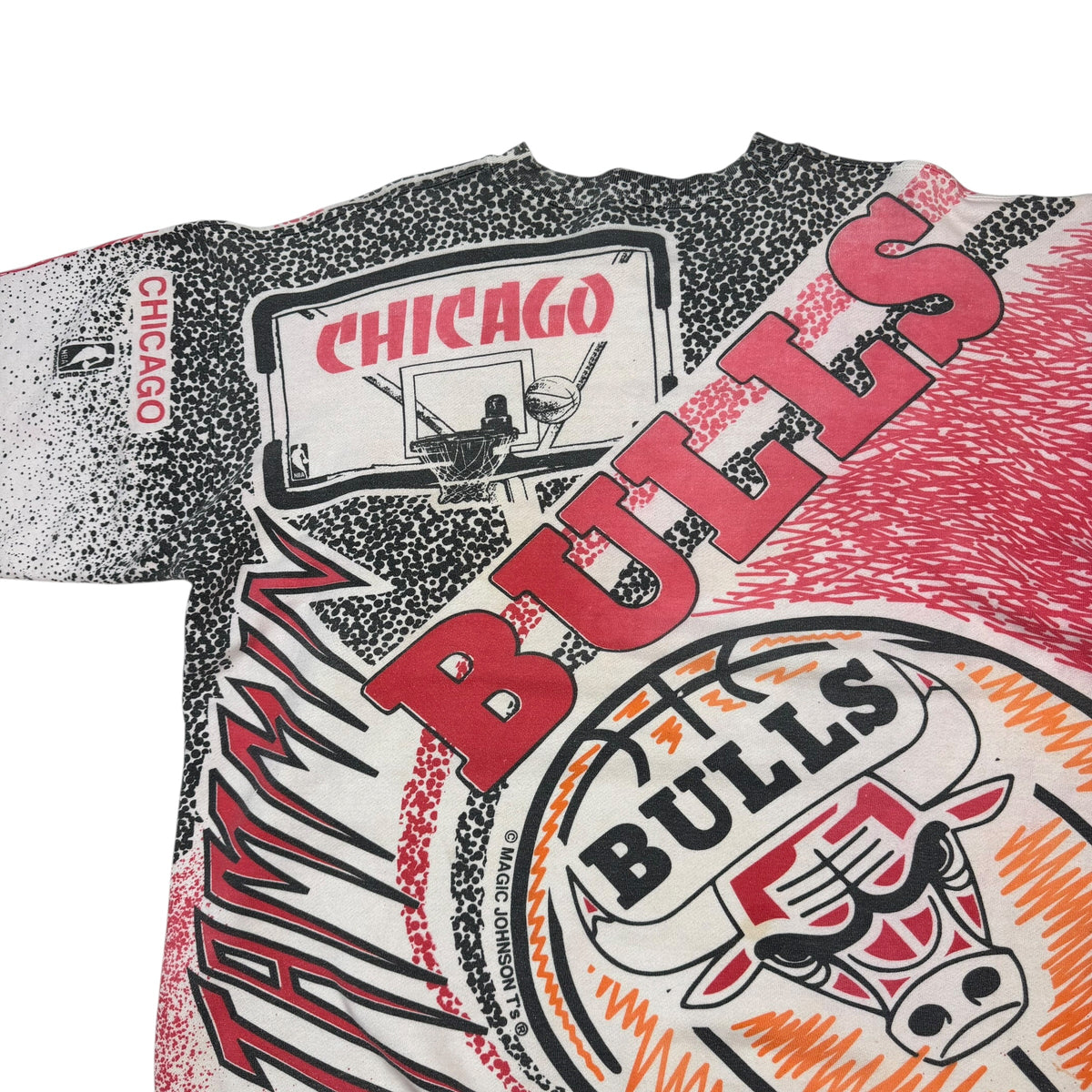Vintage 90s Chicago Bulls All Over Print Crewneck White