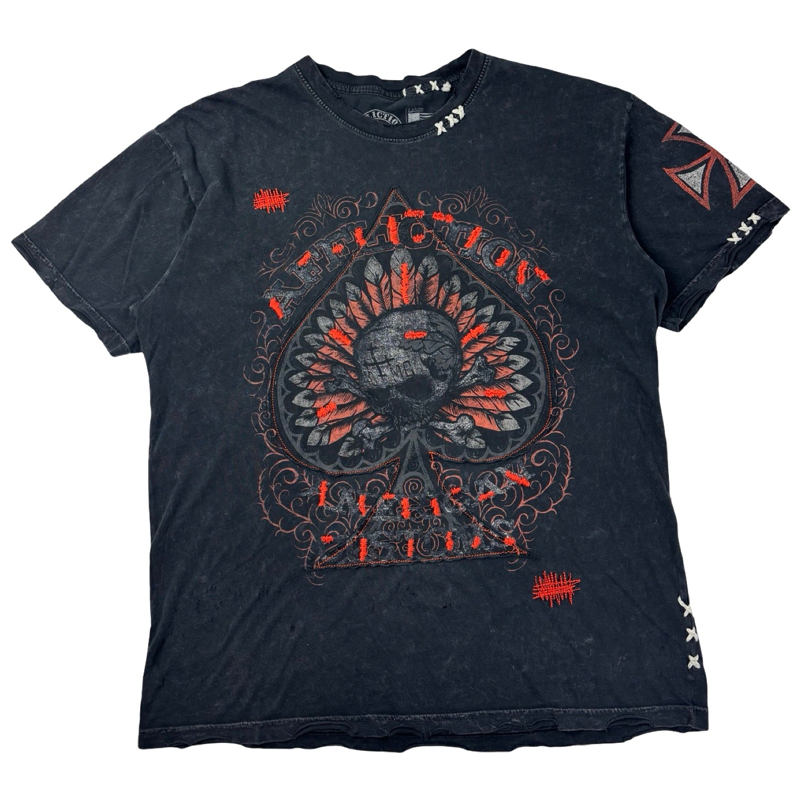Vintage Y2K Trashed Affliction Spade T-Shirt