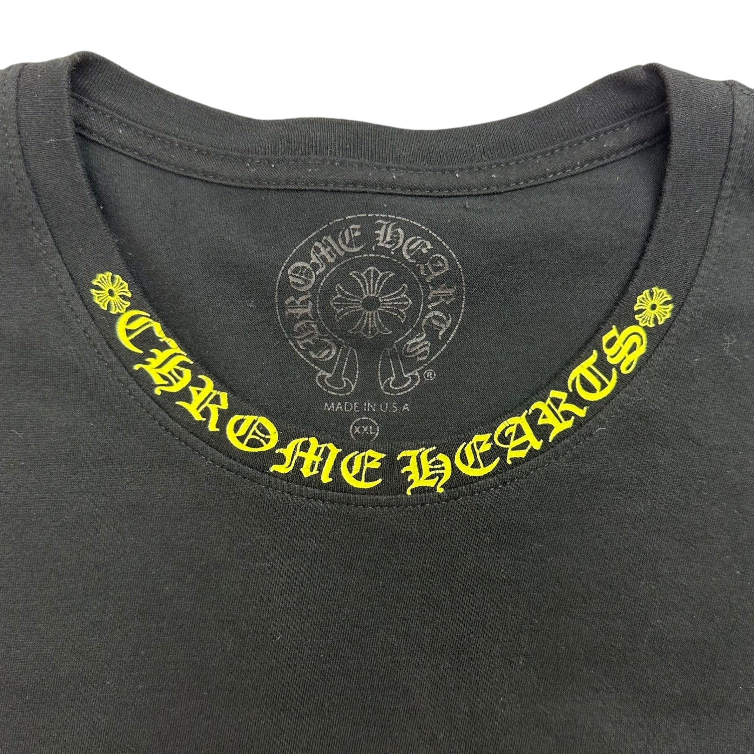 Chrome Hearts Acid Yellow Logo Collar Longsleeve Tee