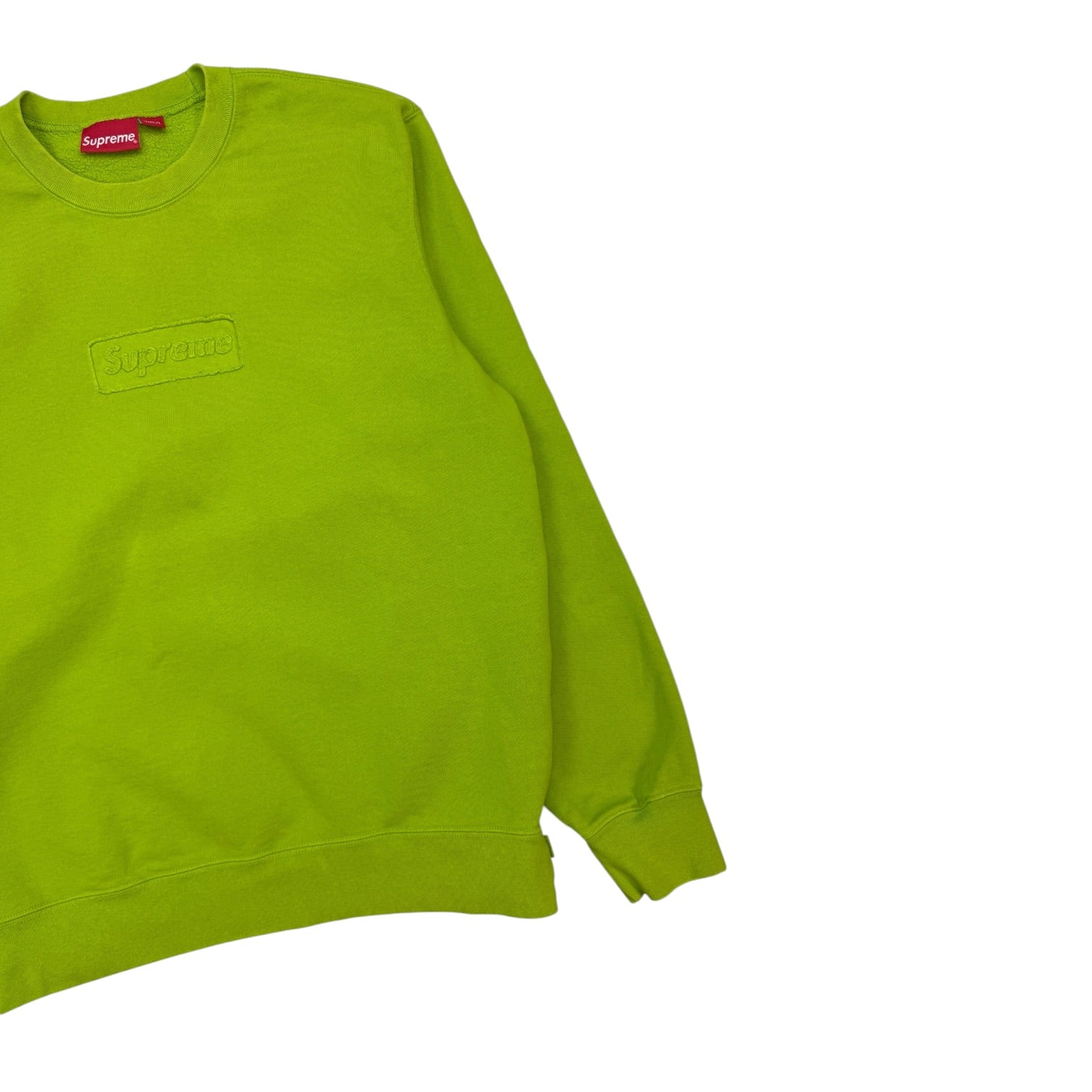 Supreme Cut Out Box Logo Crewneck Lime Green