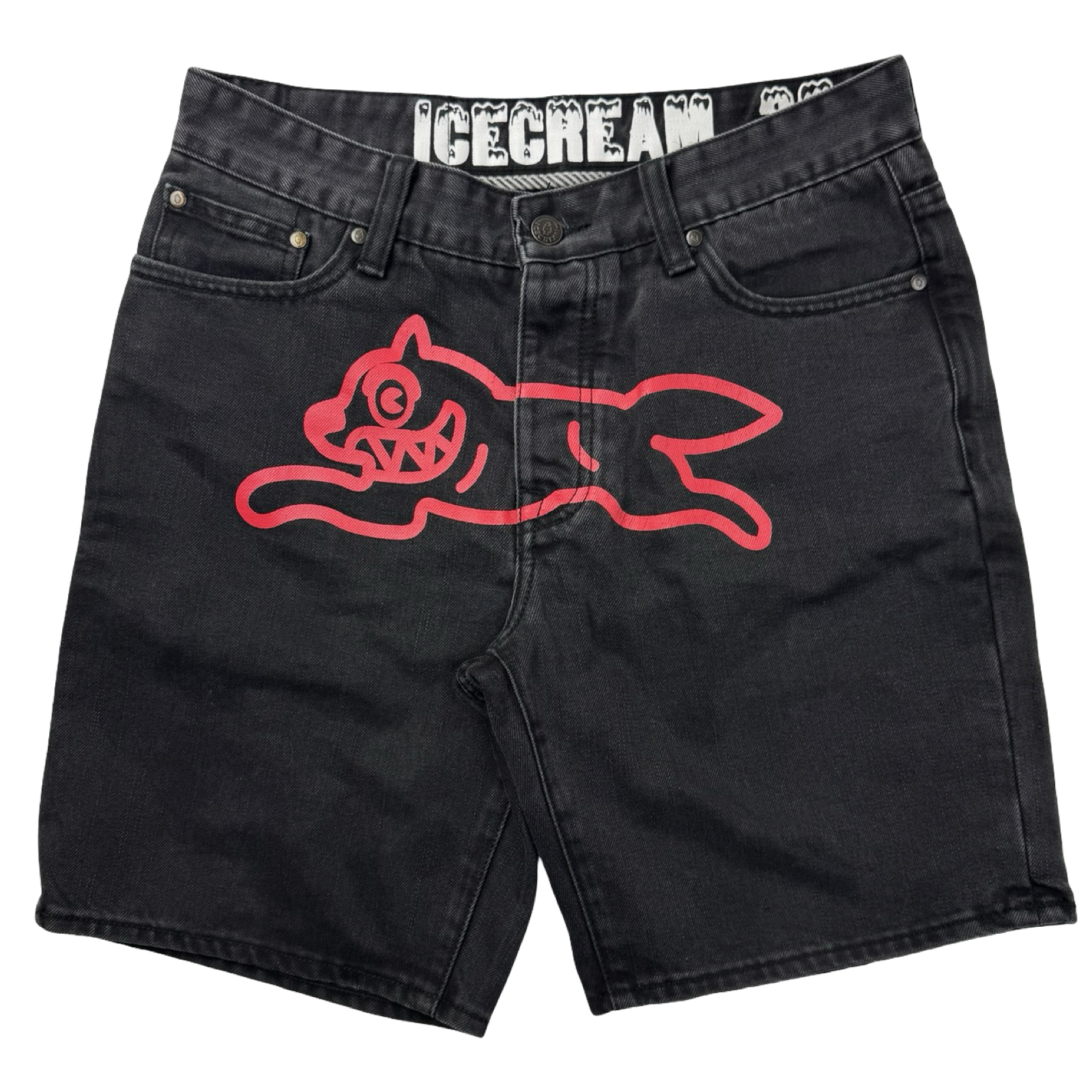 Ice Cream Running Dog Denim Shorts