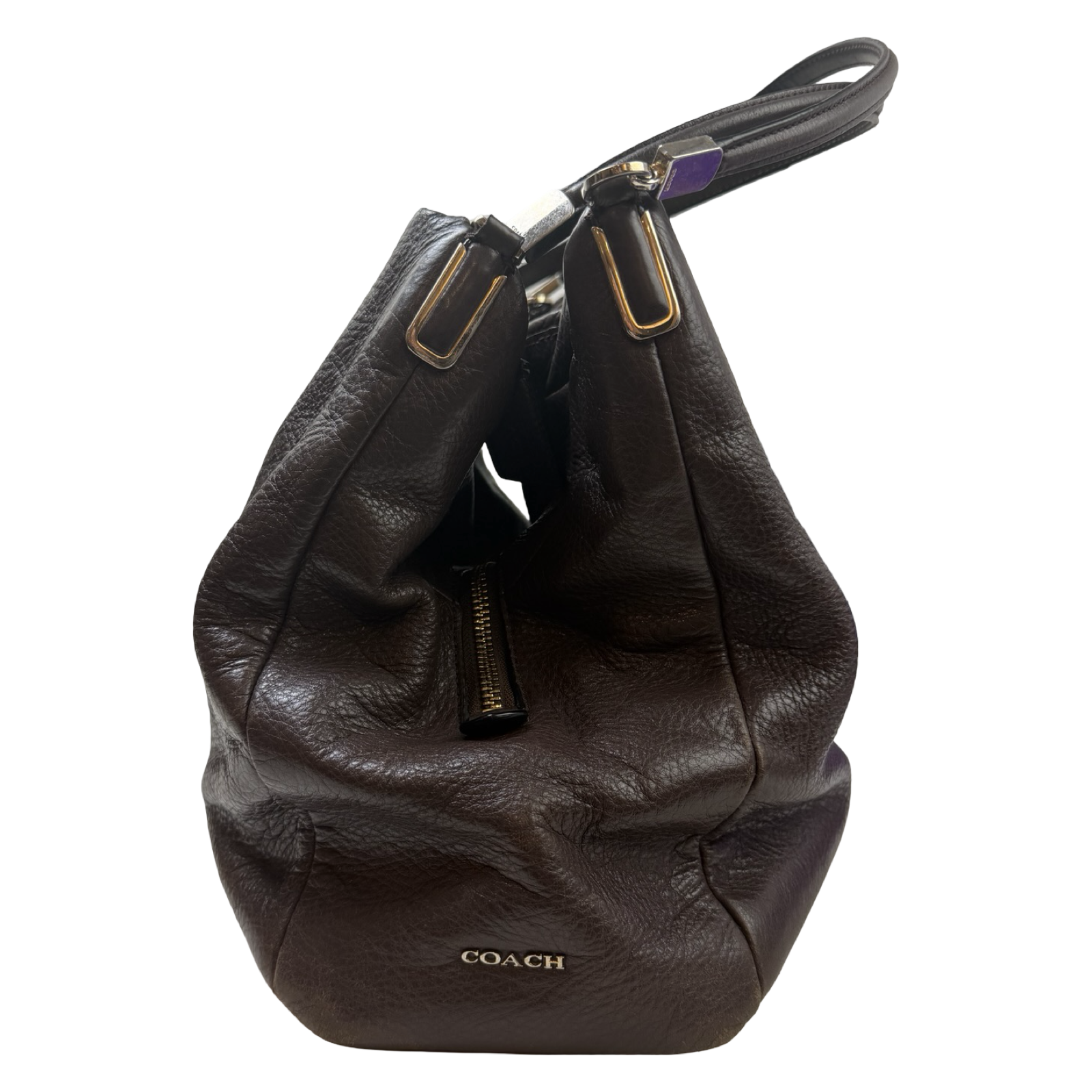 Vintage Coach Three Pocket Leather Handbag Brown