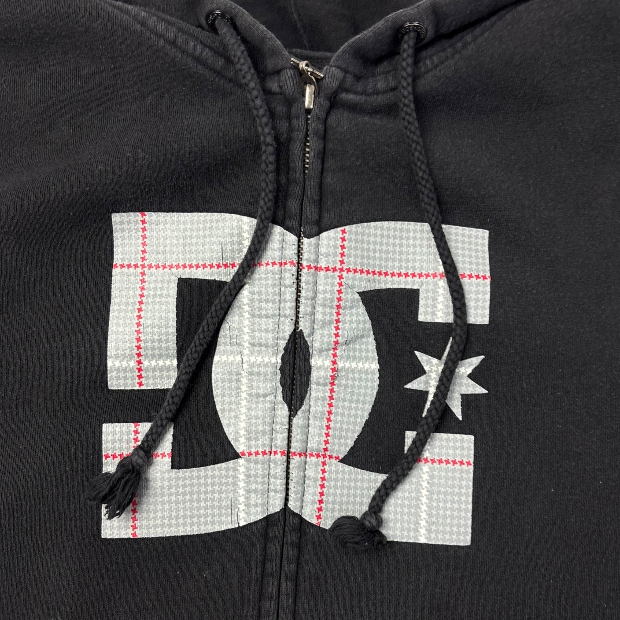 Vintage Y2K DC Shoes Plaid Logo Zip Hoodie