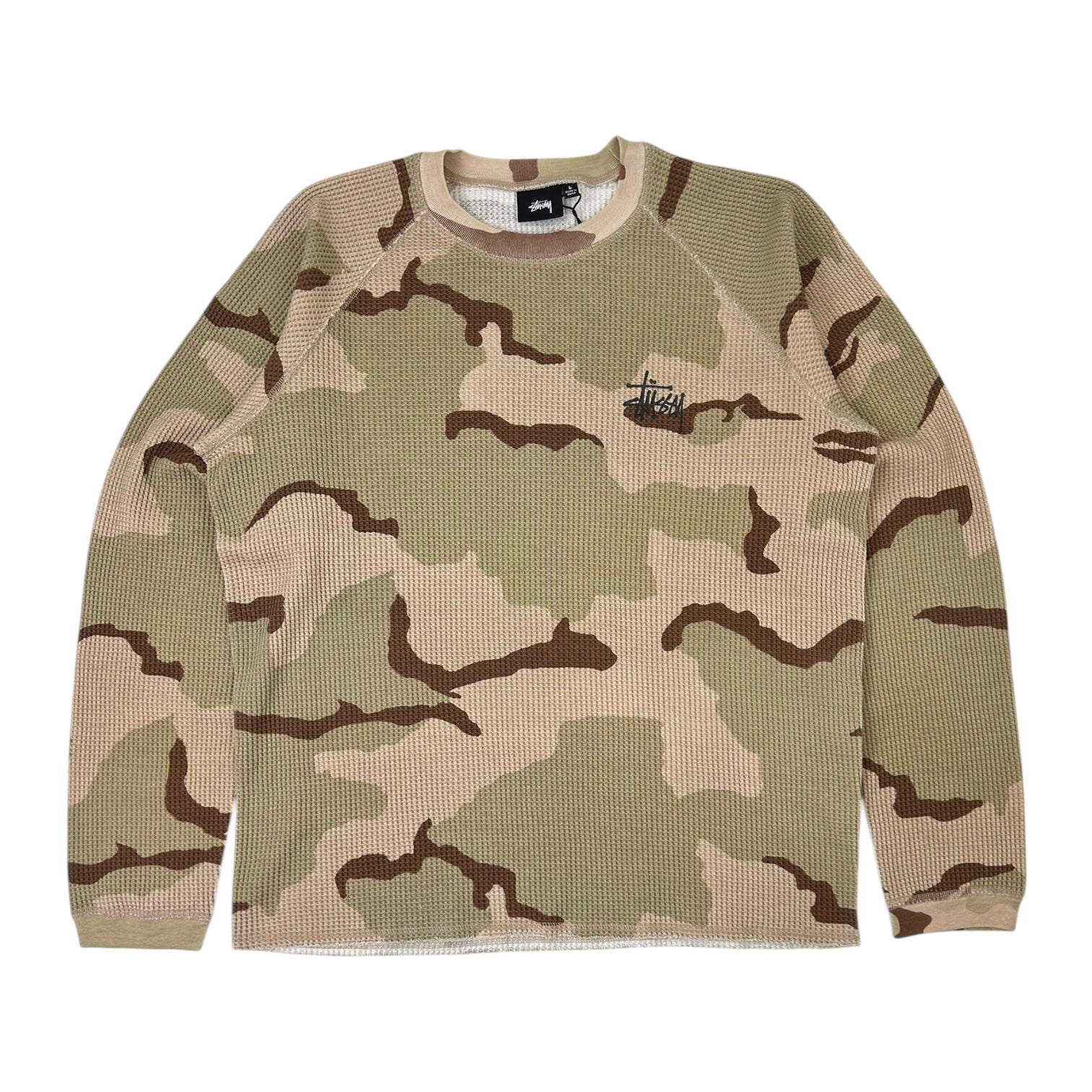 Stussy Raglan Thermal Long Sleeve Shirt Sand Camo
