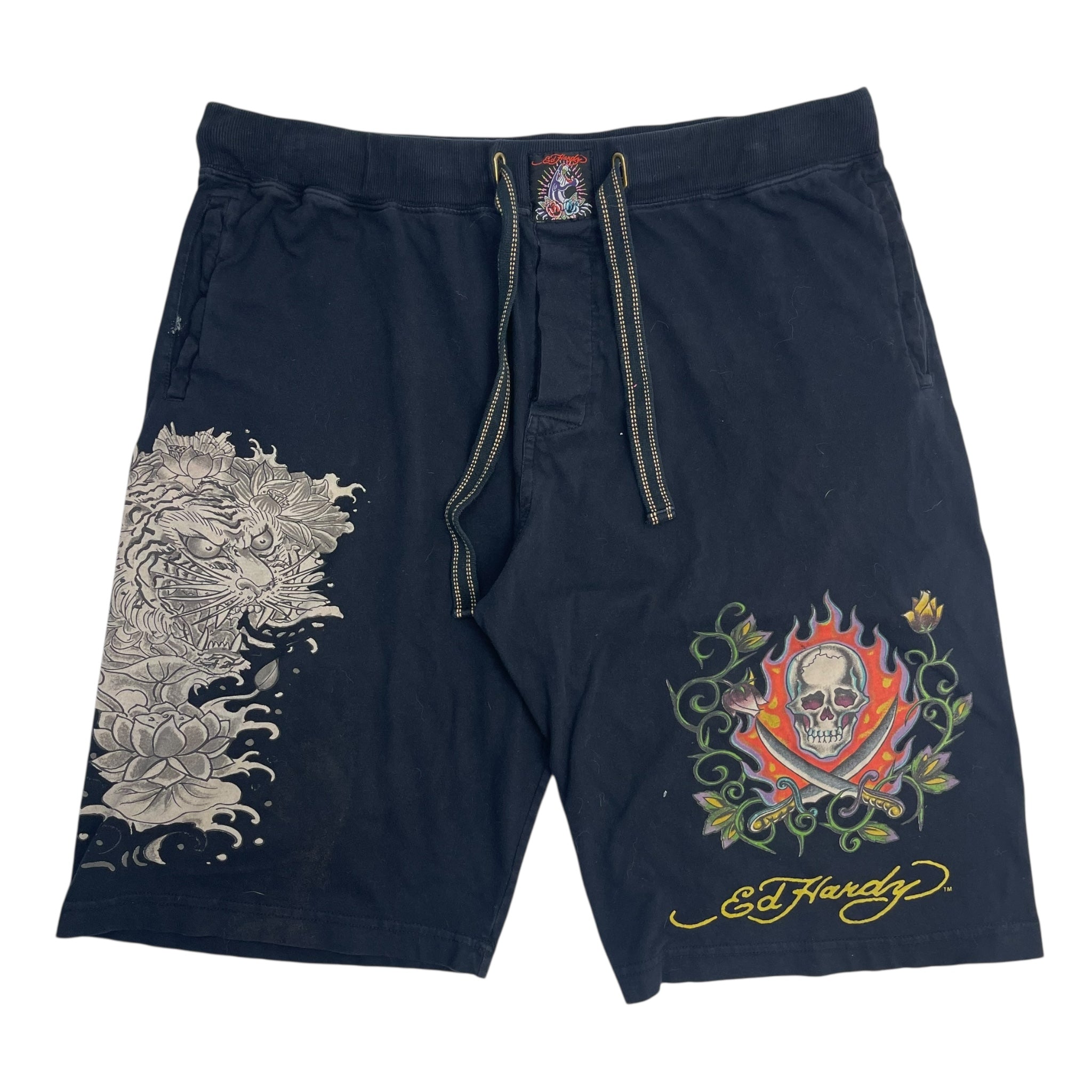 Vintage Y2K Ed Hardy Skull Sweatshorts Noir