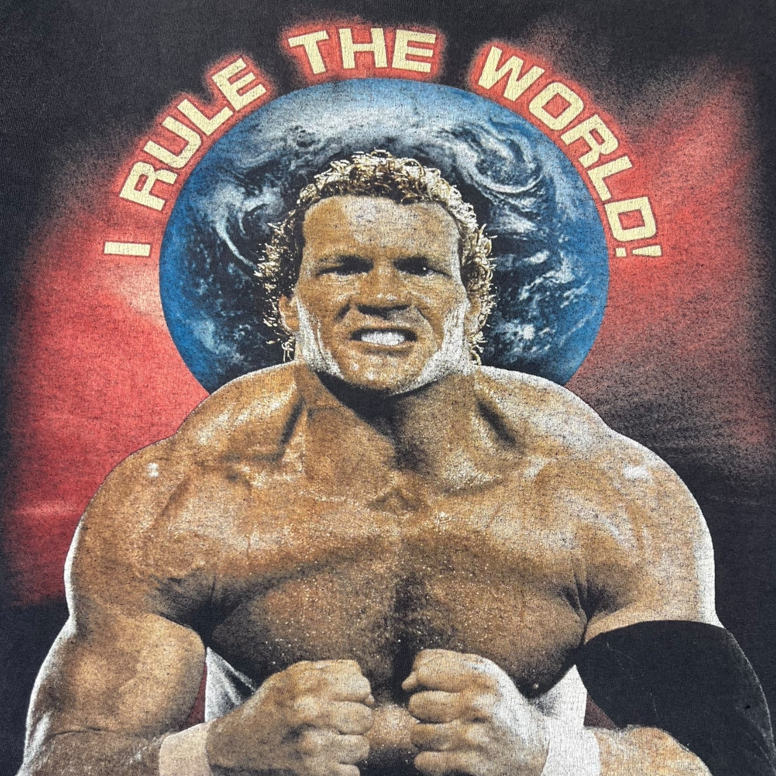 Vintage 1996 WWF Sid “I Rule The World!” T-Shirt Washed Black