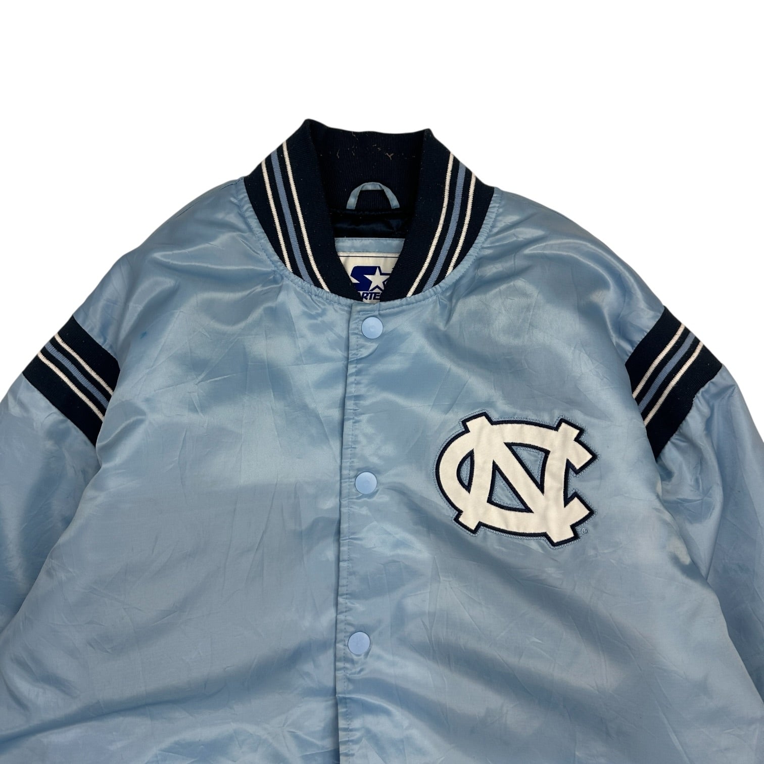 Vintage Starter UNC Tar Heels Satin Bomber Jacket Carolina Blue
