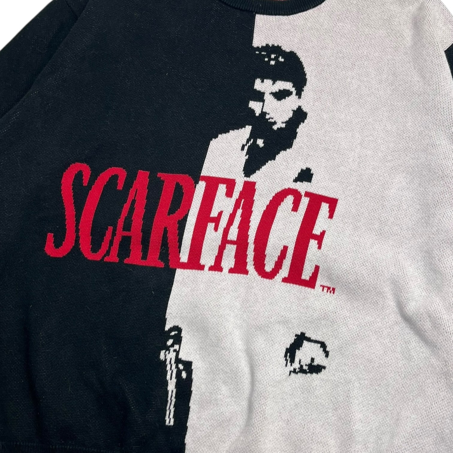 Supreme Scarface Black White Split Knit Sweater