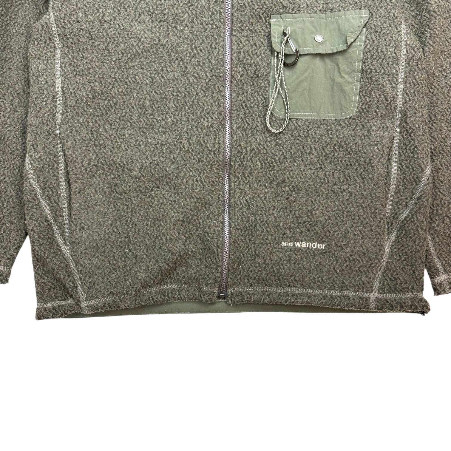 And Wander Re Wool JQ Zip Fleece Jacket Green