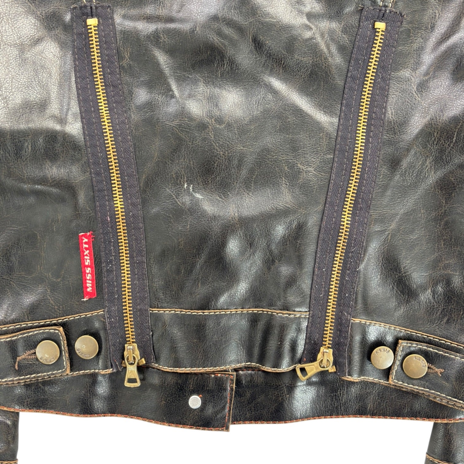 (W) Vintage Y2K Miss Sixty Leather Jacket Brown