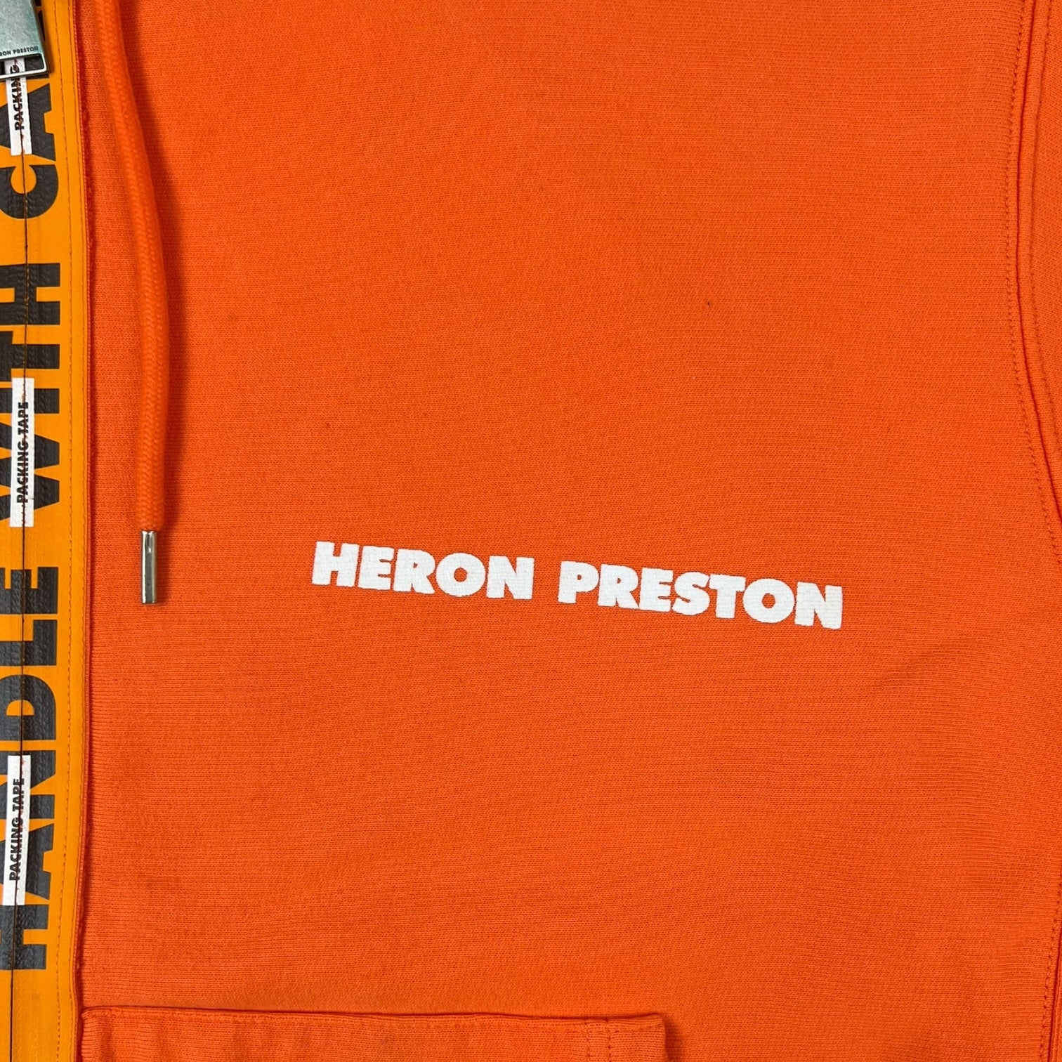 Heron Preston “Handle With Care” Full Zip Hoodie Orange