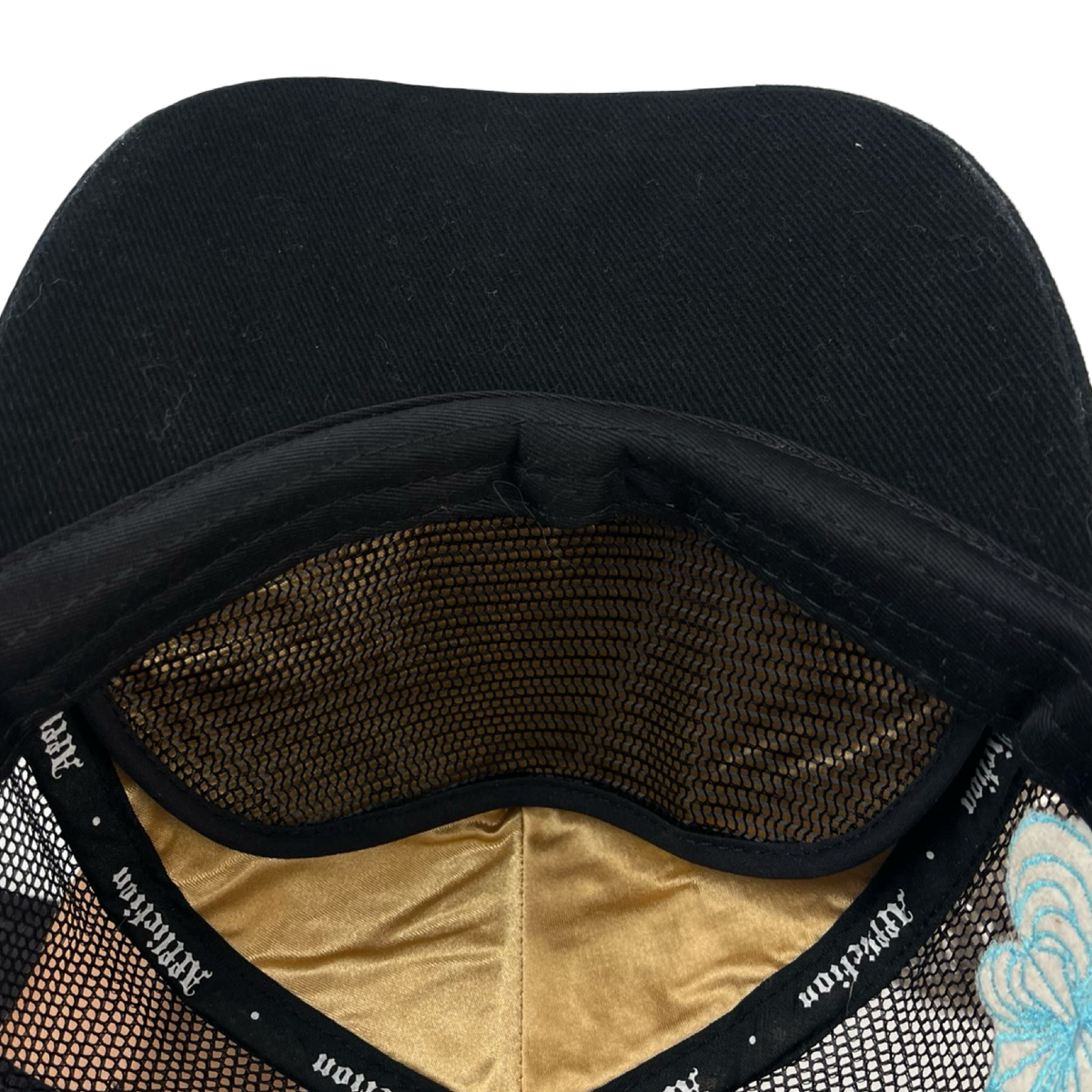 Vintage Y2K Affliction Embroidered Skull Trucker Hat Black