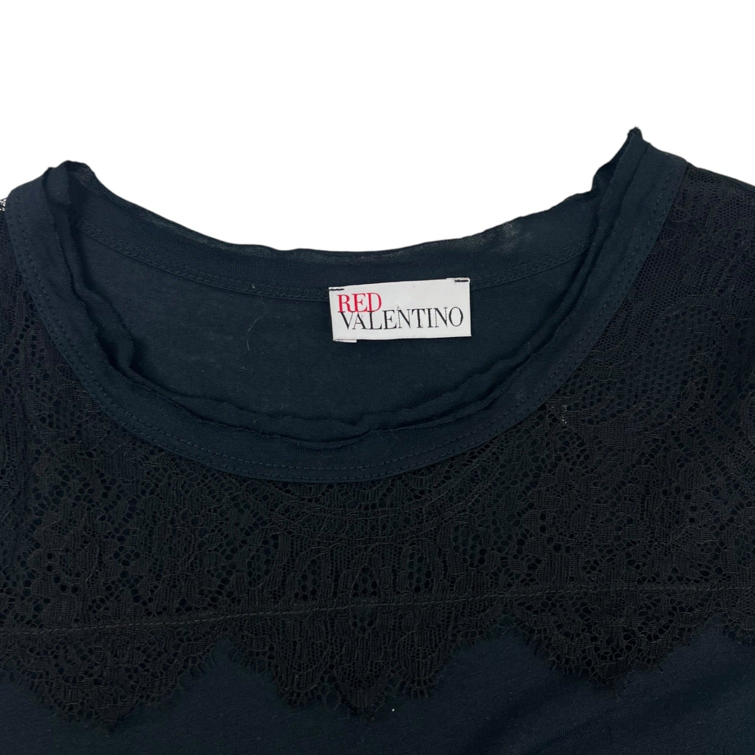 (W) RED Valentino Lace Detail T-Shirt