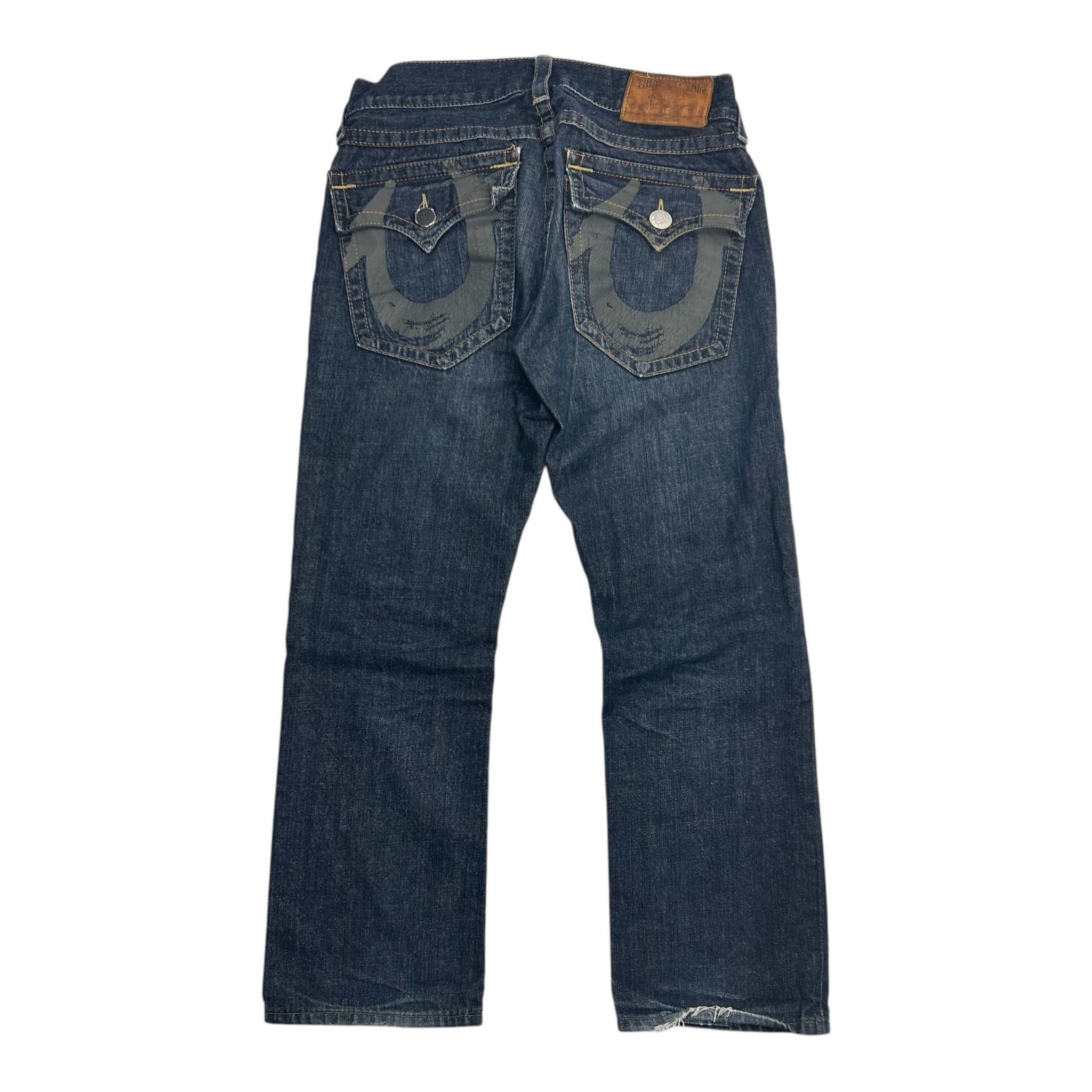 True Religion Leather Patch Dark Wash Jeans