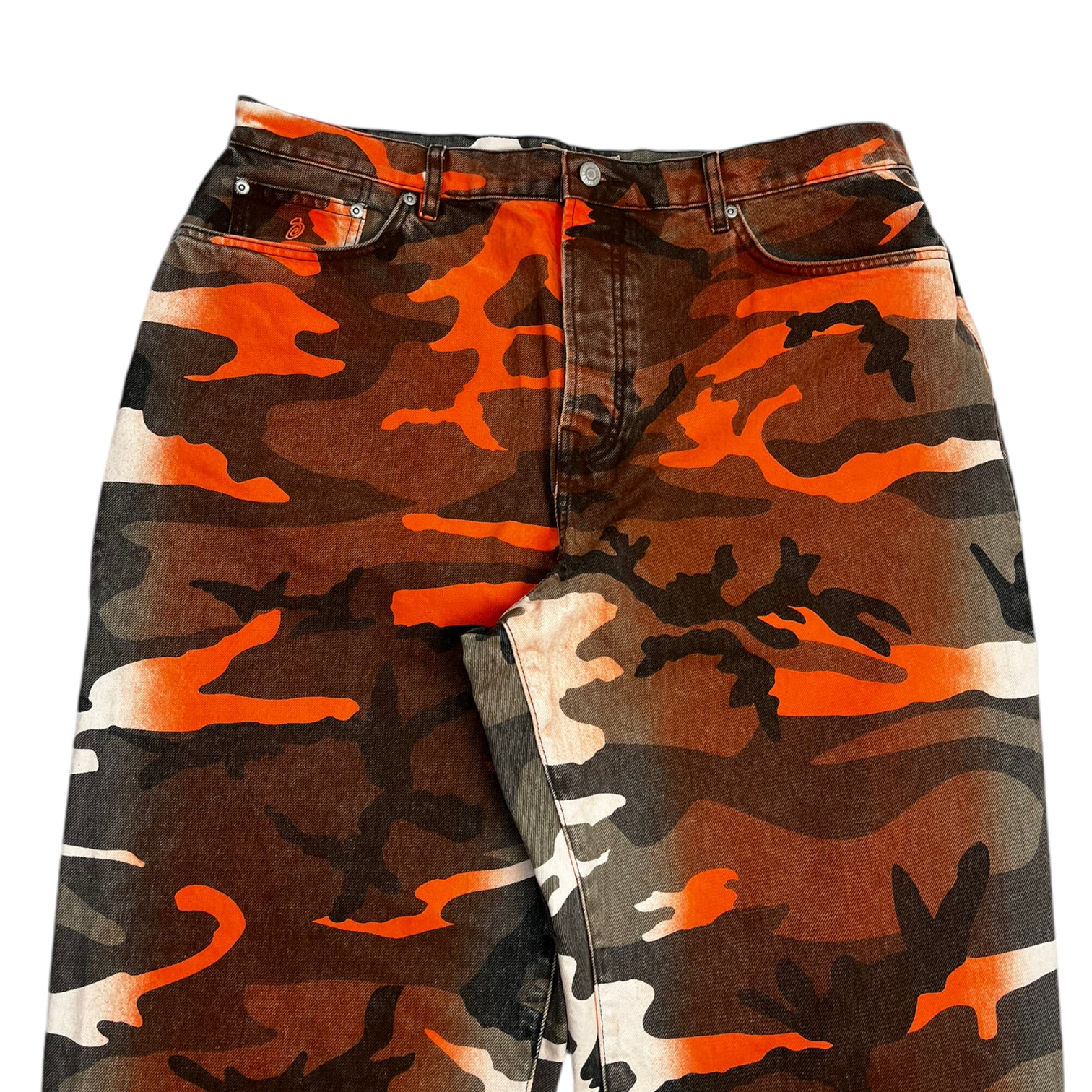 Stussy Spray Dye Big Ol' Jeans Orange Camo